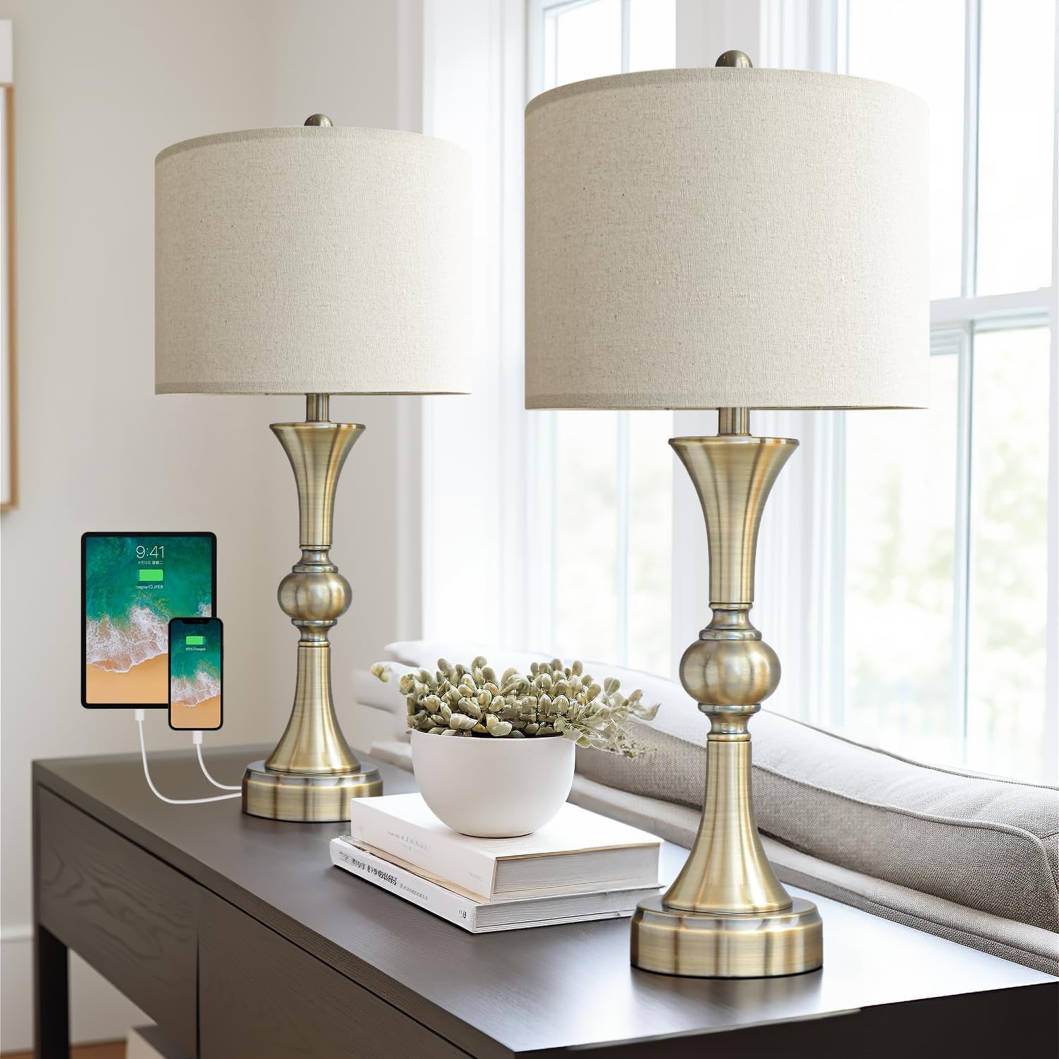 OYEARS 28'' Table Lamps for Living Room Set of 2, Bedside Lamps for Night Stands Bedroom Lamps Farmhouse Lamp End Table Bed Side