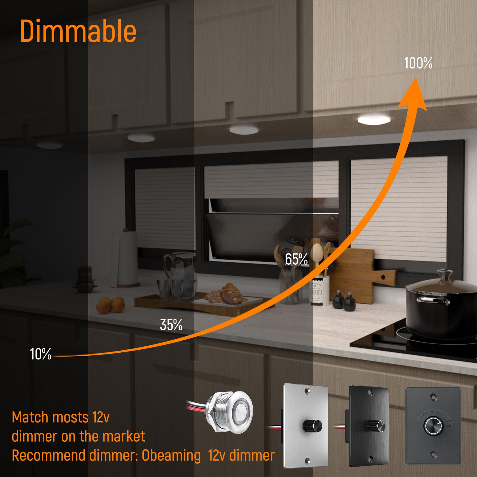 Obeaming 4 Pack 4.5 Inch 12V Rv Interior Led Puck Light 360Lm Surface Mount Ceiling Dome Light For Camper Van Travel Trailer Boat Truck Caravan Interior Lighting(5000K)