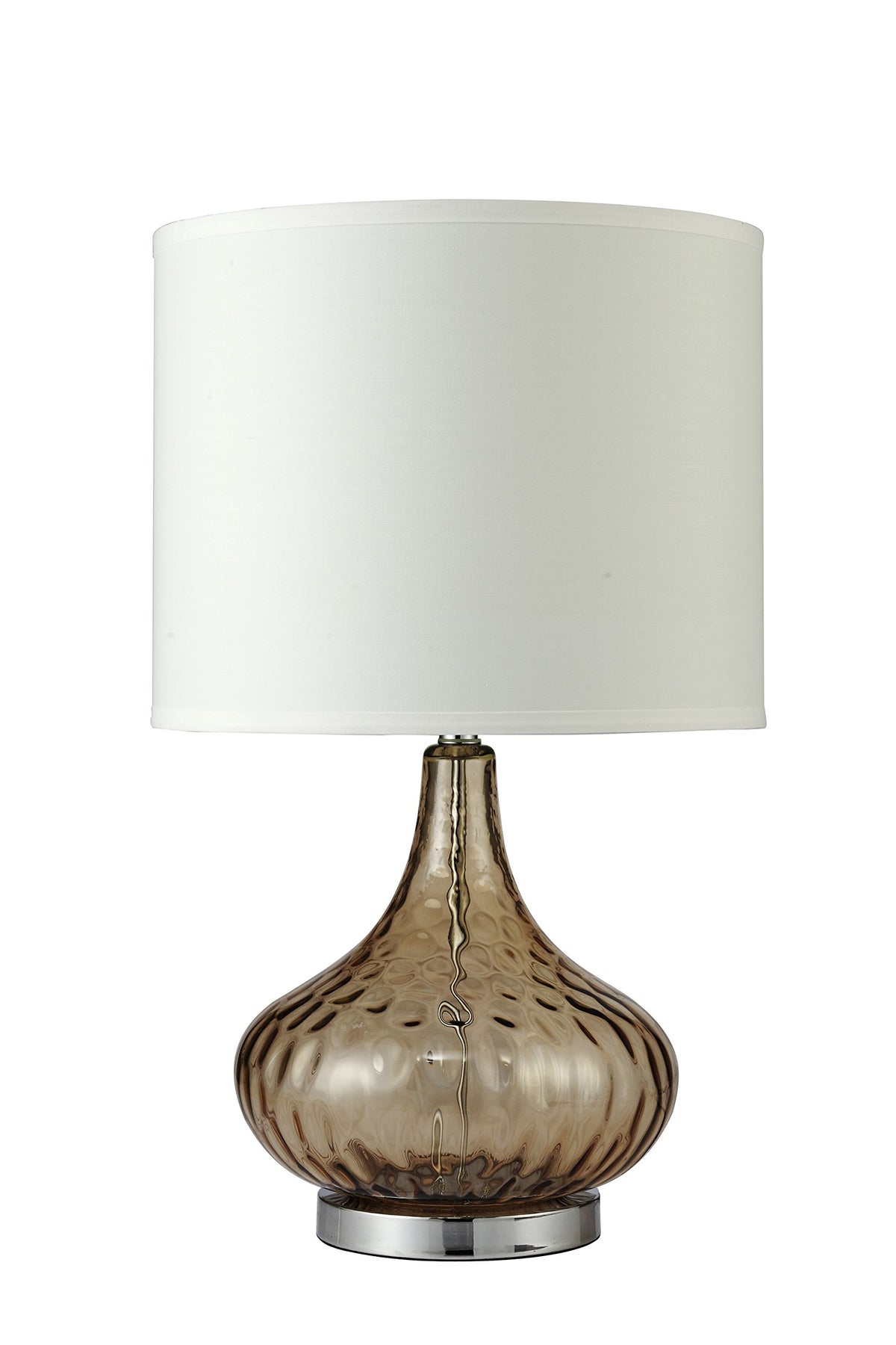Ore International Inc. 31207Am 24.5&quot; Courtney Fluted Amber Glass Table Lamp, Brown