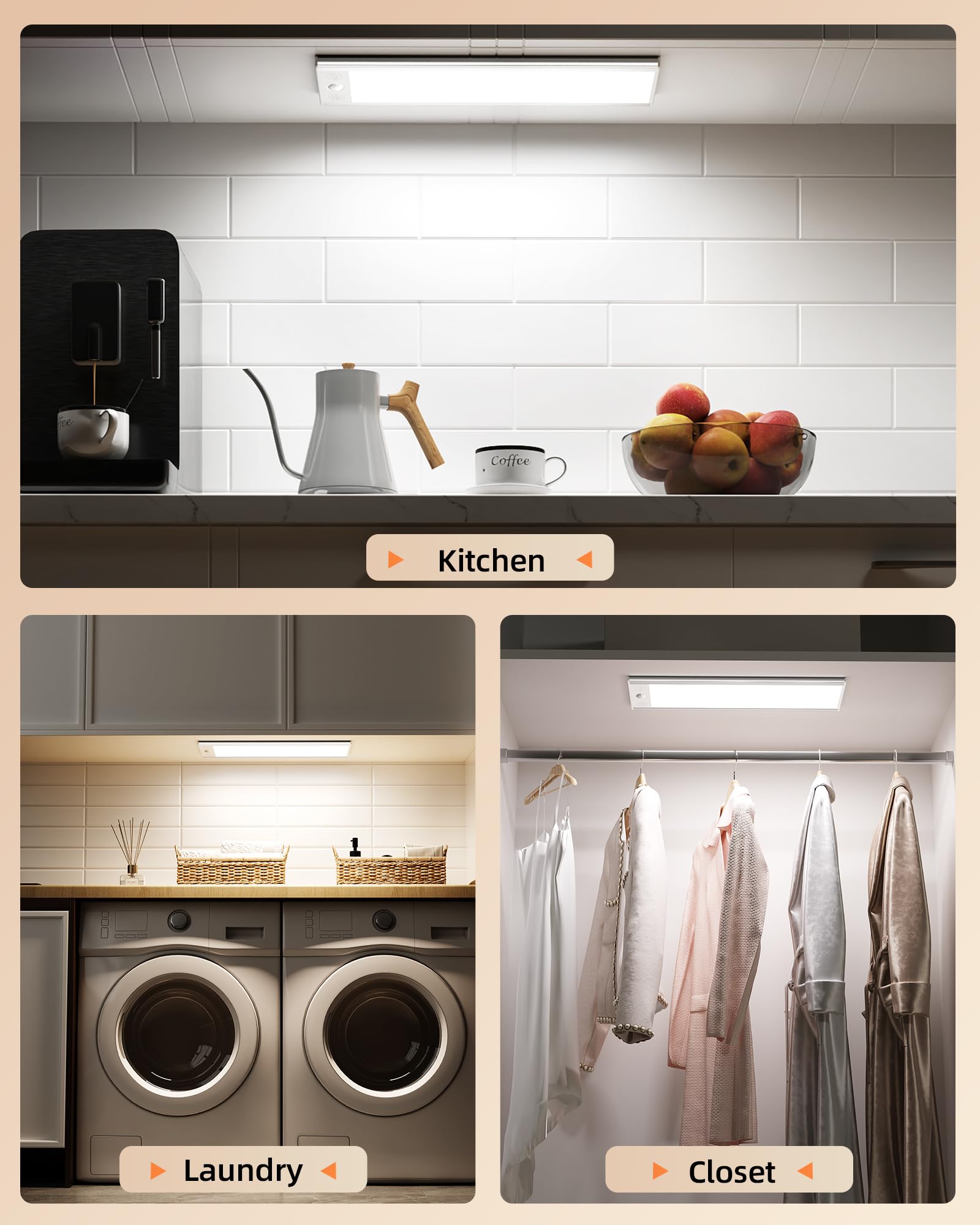 Ezvalo 3000Mah Under Cabinet Lighting  150Lm Utral Bright Motion Sensor Light  Rechargeable Magnetic Under Counter Lights For Kitchen  Dimmable Closet Light With 3-Inch Ultra-Wide Panel