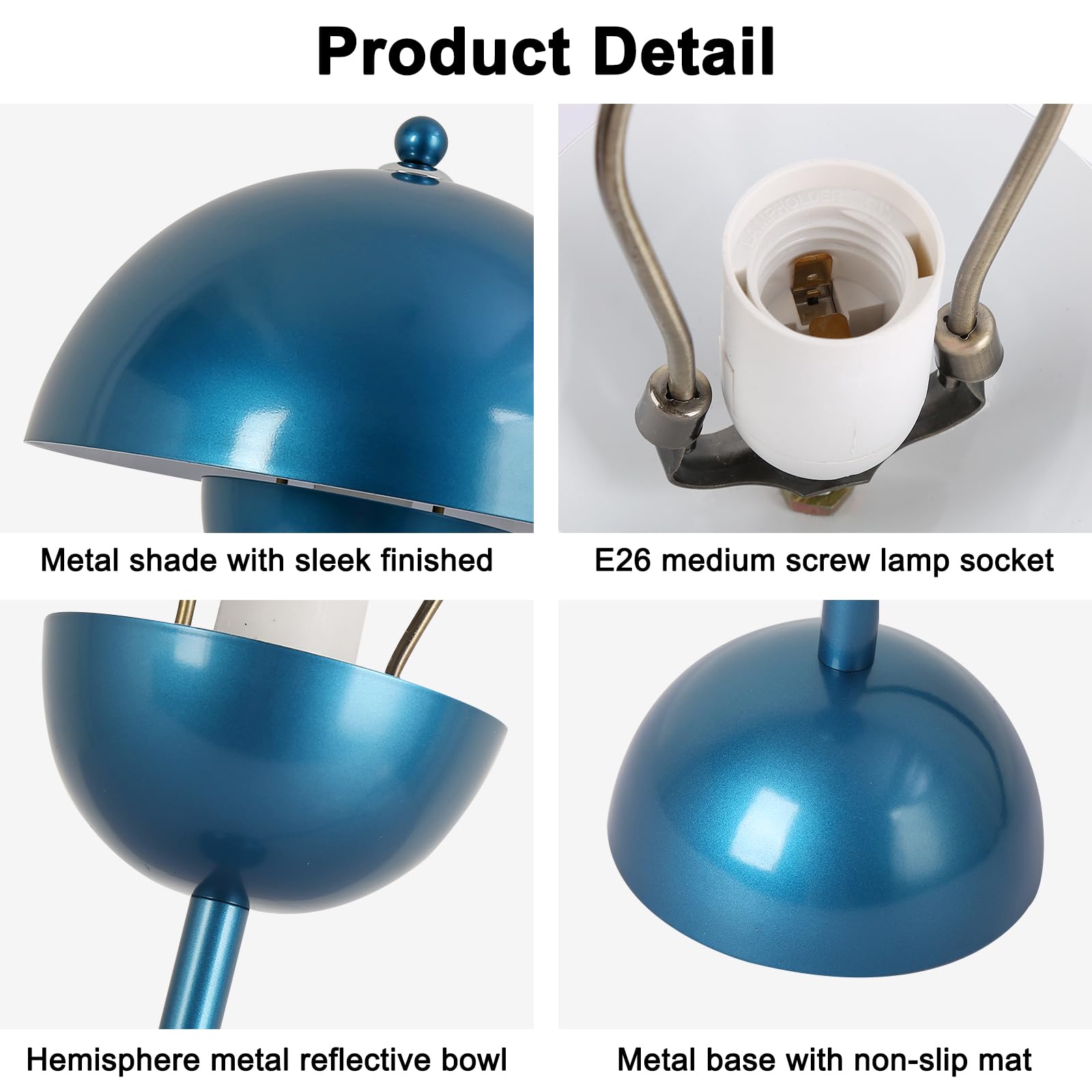 COSYLUX Modern Table Lamp - Cute Dome Shade, Pearl Blue, Metal, Ideal for Bedroom, Living Room, Office, Desk, or Nightstand