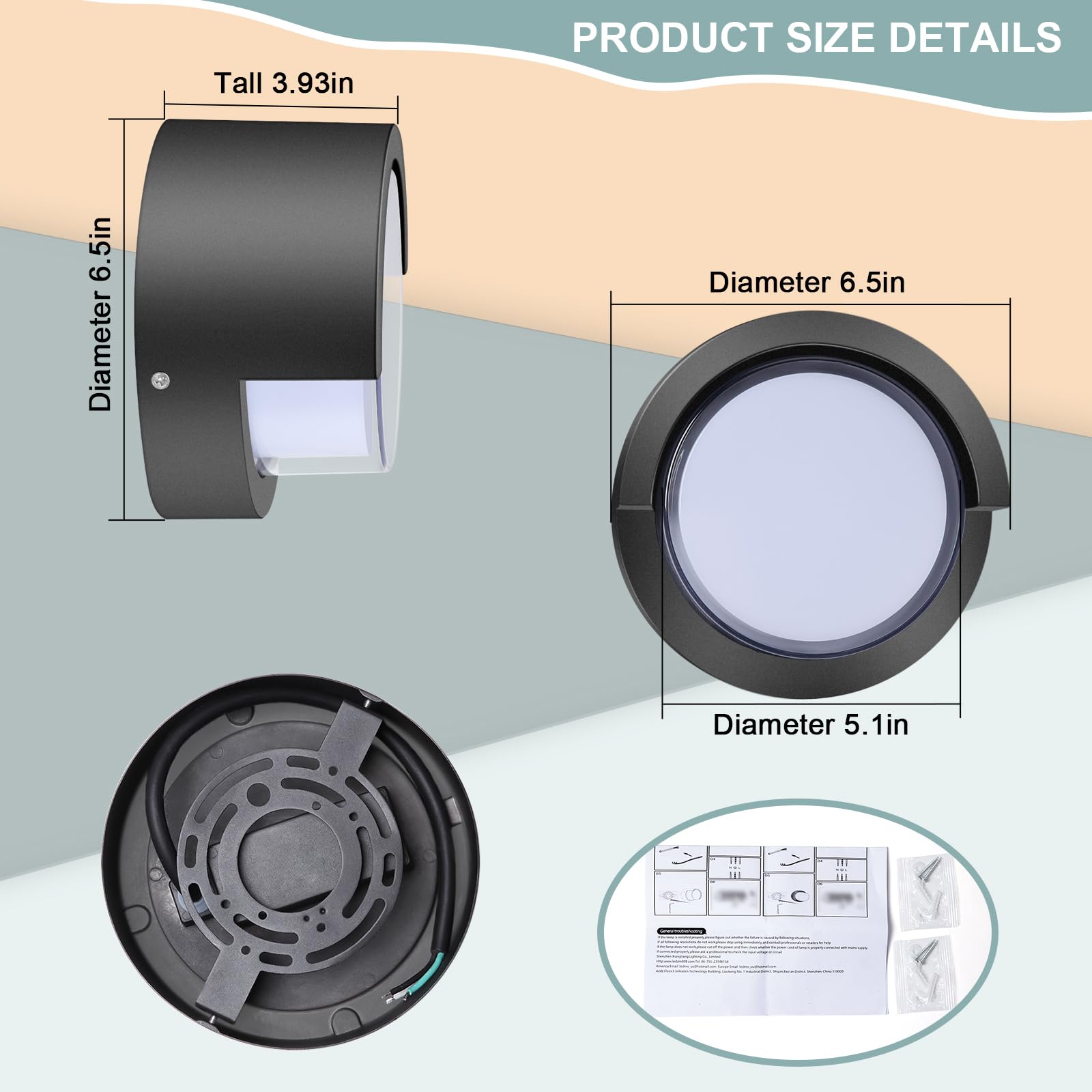Biritalo Led Porch Lights Outdoor 12W 6500K Modern Wall Lighting Double-Layer Cover Aluminum Exterior Light Fixture Ip65 Waterproof For Stairway Garage Patio Bedroom