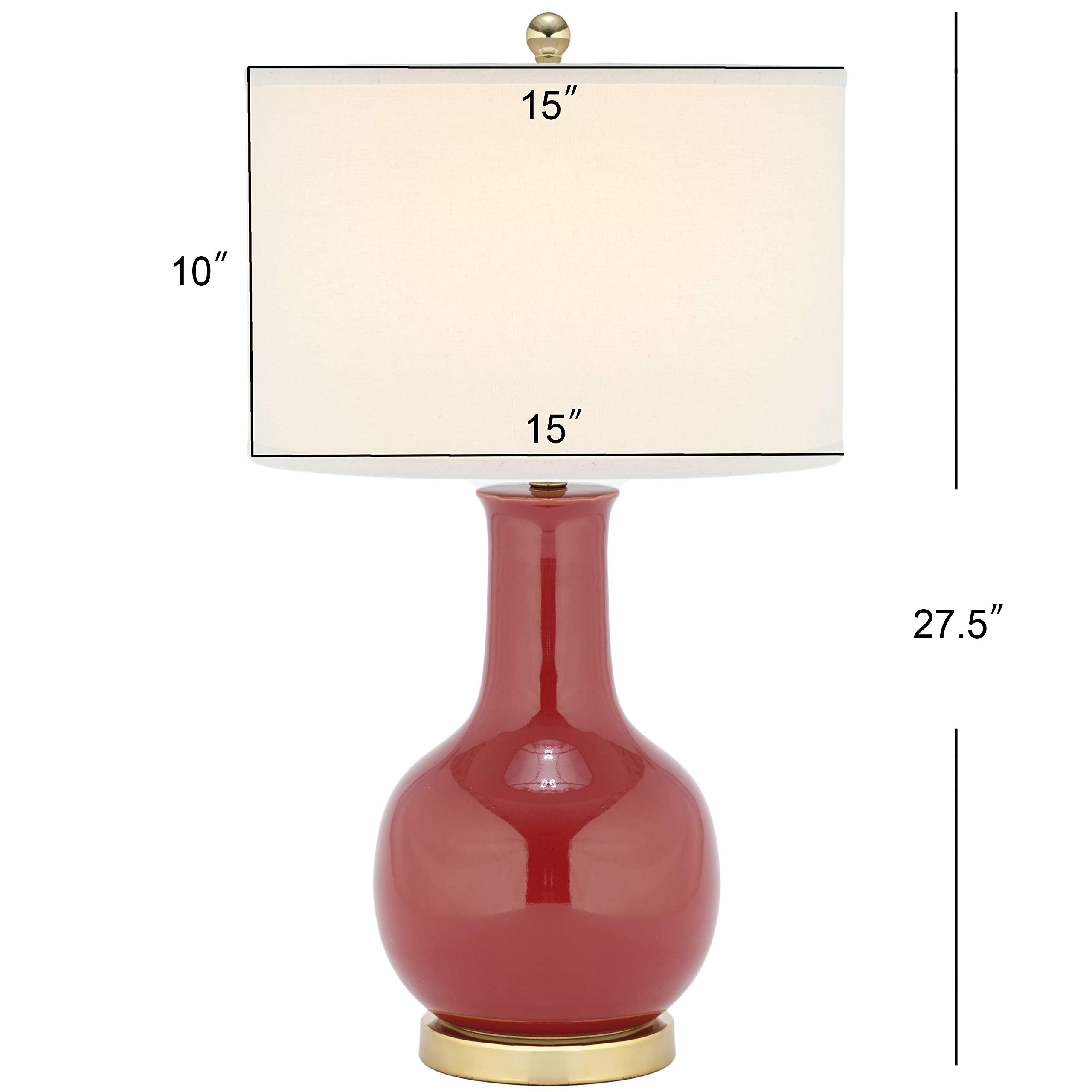 Safavieh Lighting Collection Paris Modern Red Ceramic 28-Inch Bedroom Living Room Home Office Desk Nightstand Table Lamp (Led Bu
