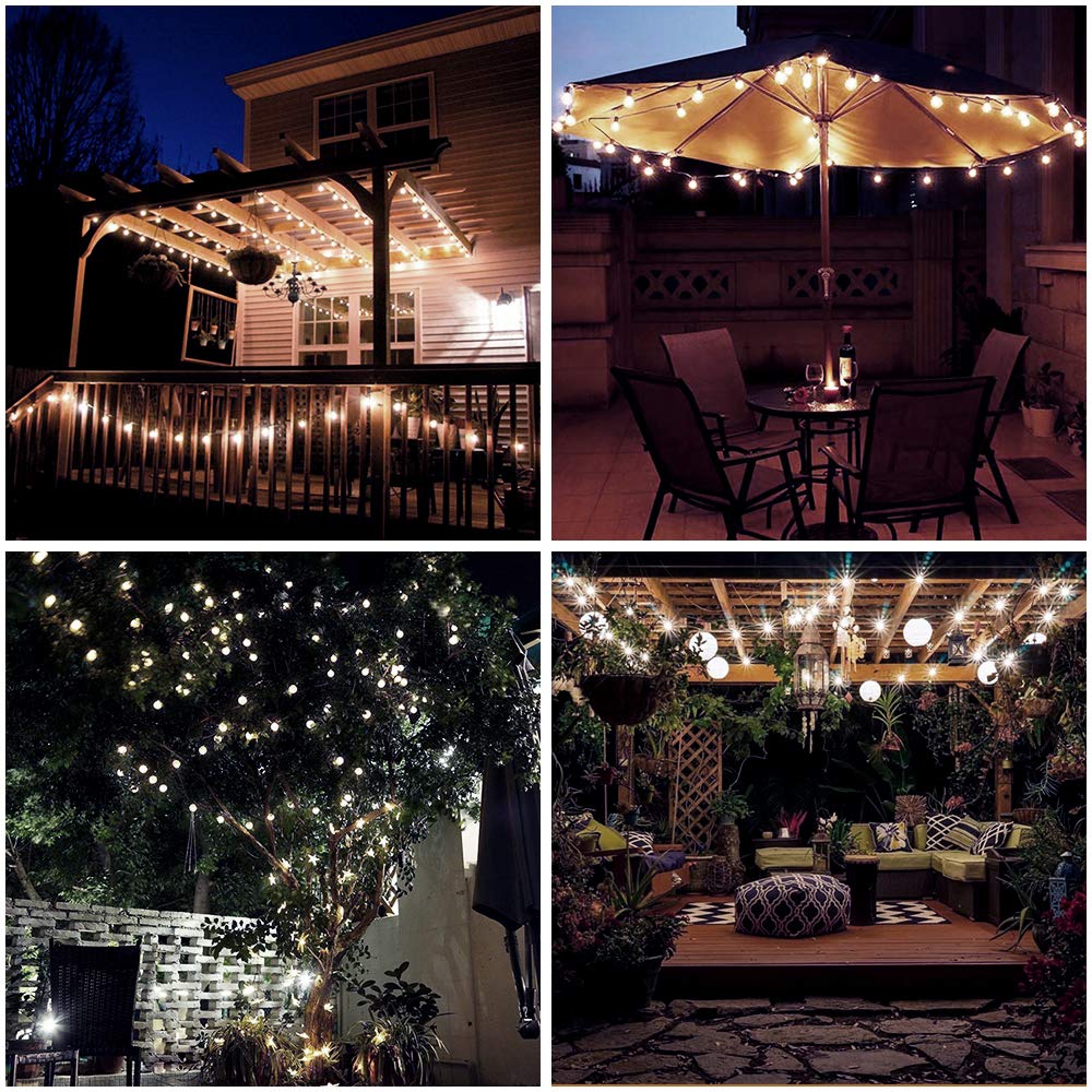 Metaku RGB Outdoor String Lights, 50 LED, 26ft, Battery Operated, Cool White, Waterproof for Patio, Garden, Balcony, Christmas Decor