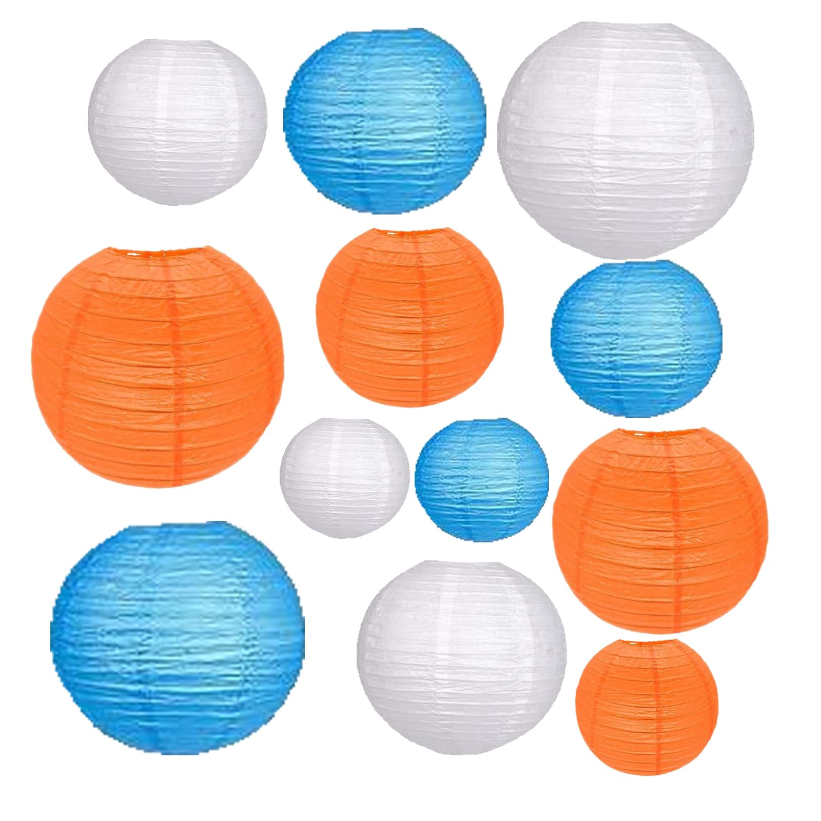 12Pcs Paper Lanterns 6   , 8   , 10   , 12   ,Paperlanterns Party Decoration, Blue Orange White Paper Lanterns for Wedding, Brid