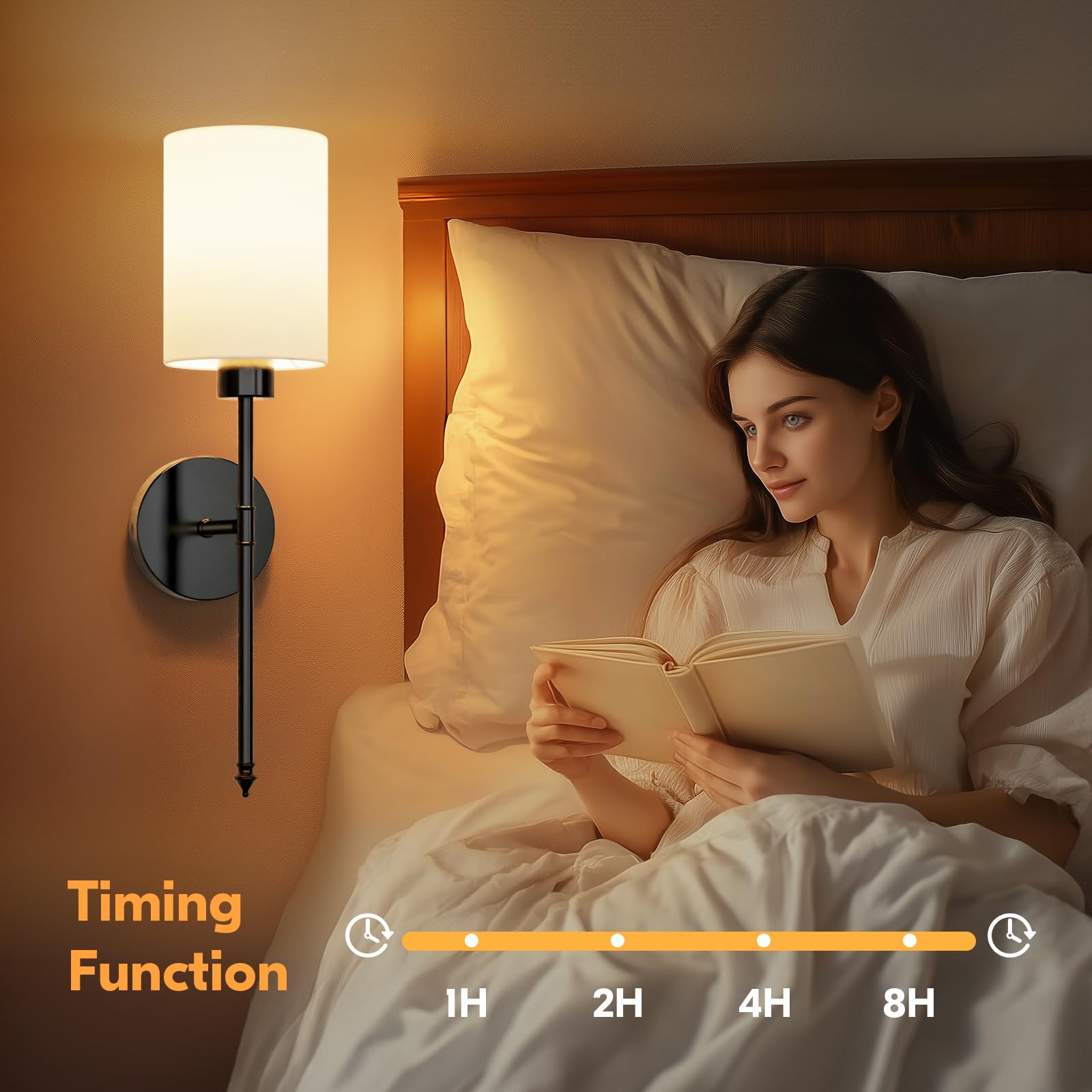 NIORSUN Battery Operated Wall Sconce Set of 2, Black, 20.67" Iron Wireless Lights with Remote, Dimmable Detachable Bulbs, 9 Color Options