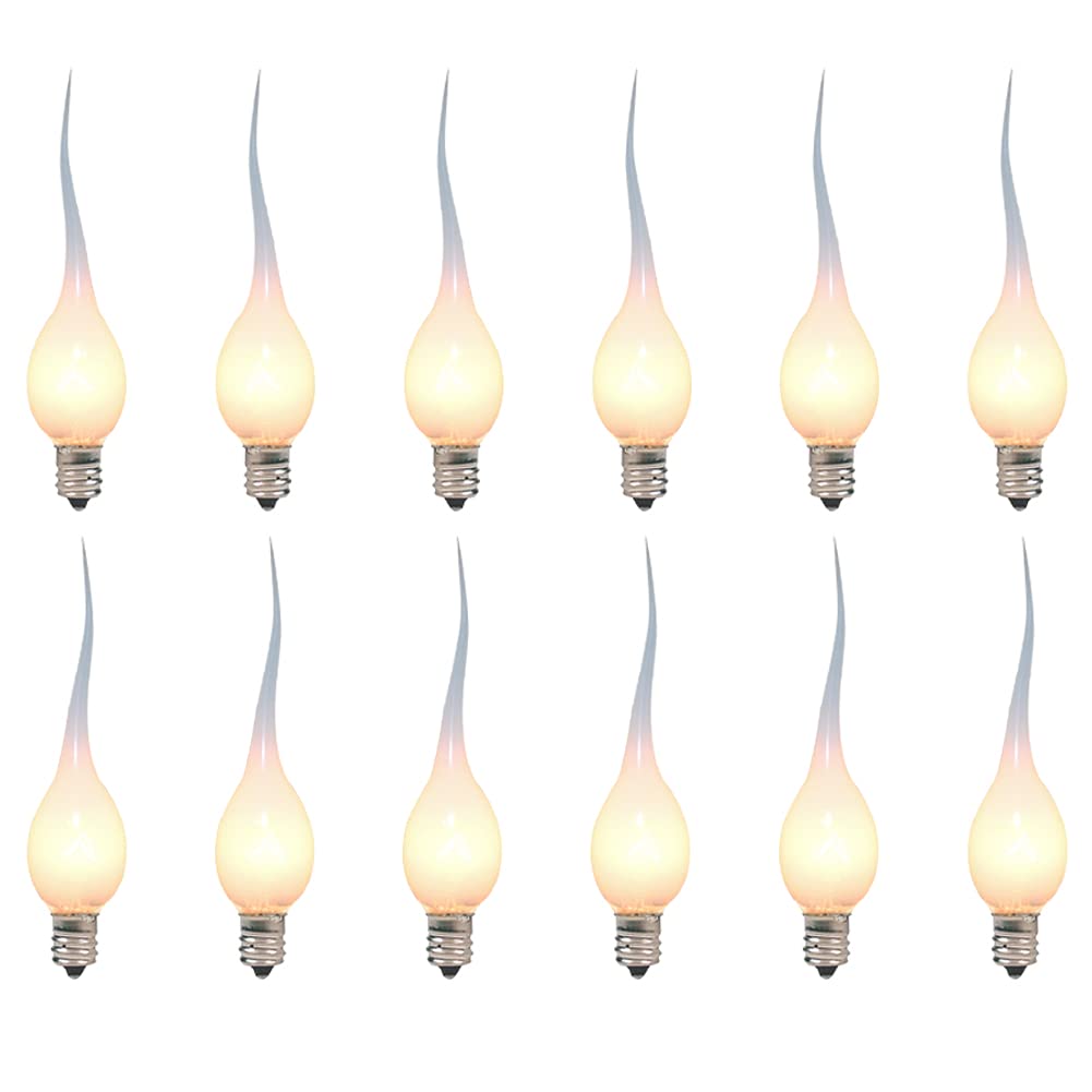 GOOTHY Silicone Dipped Candle Light Bulbs, 5W C7/E12 Replacement, Clear, 12 Pack for Electric Candle Lamps and Chandeliers