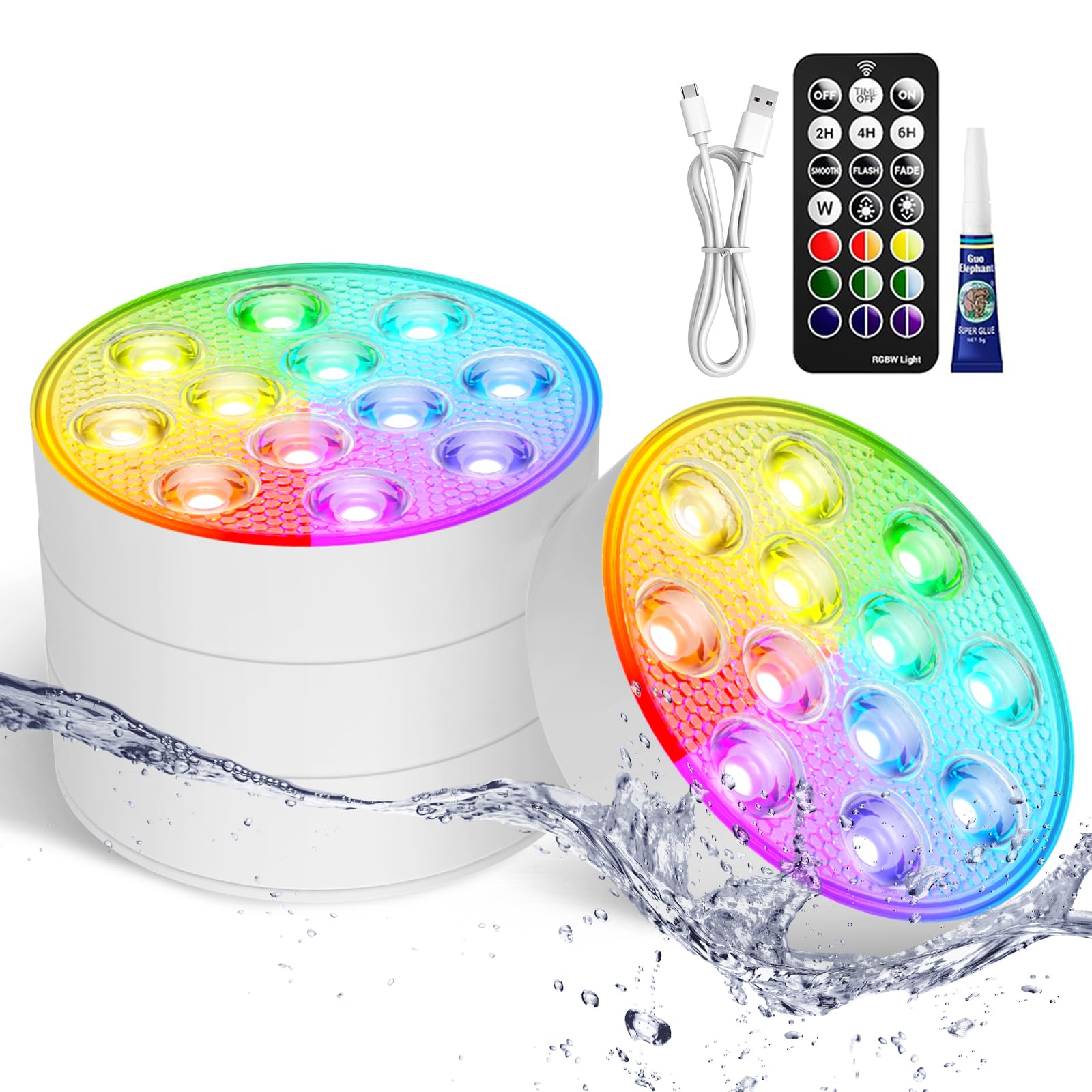 LOFTEK Submersible Pool Lights with Magnetic & Remote, Rechargeable LED Pool Light, Underwater Pool Light, 16 Color Changing Flo