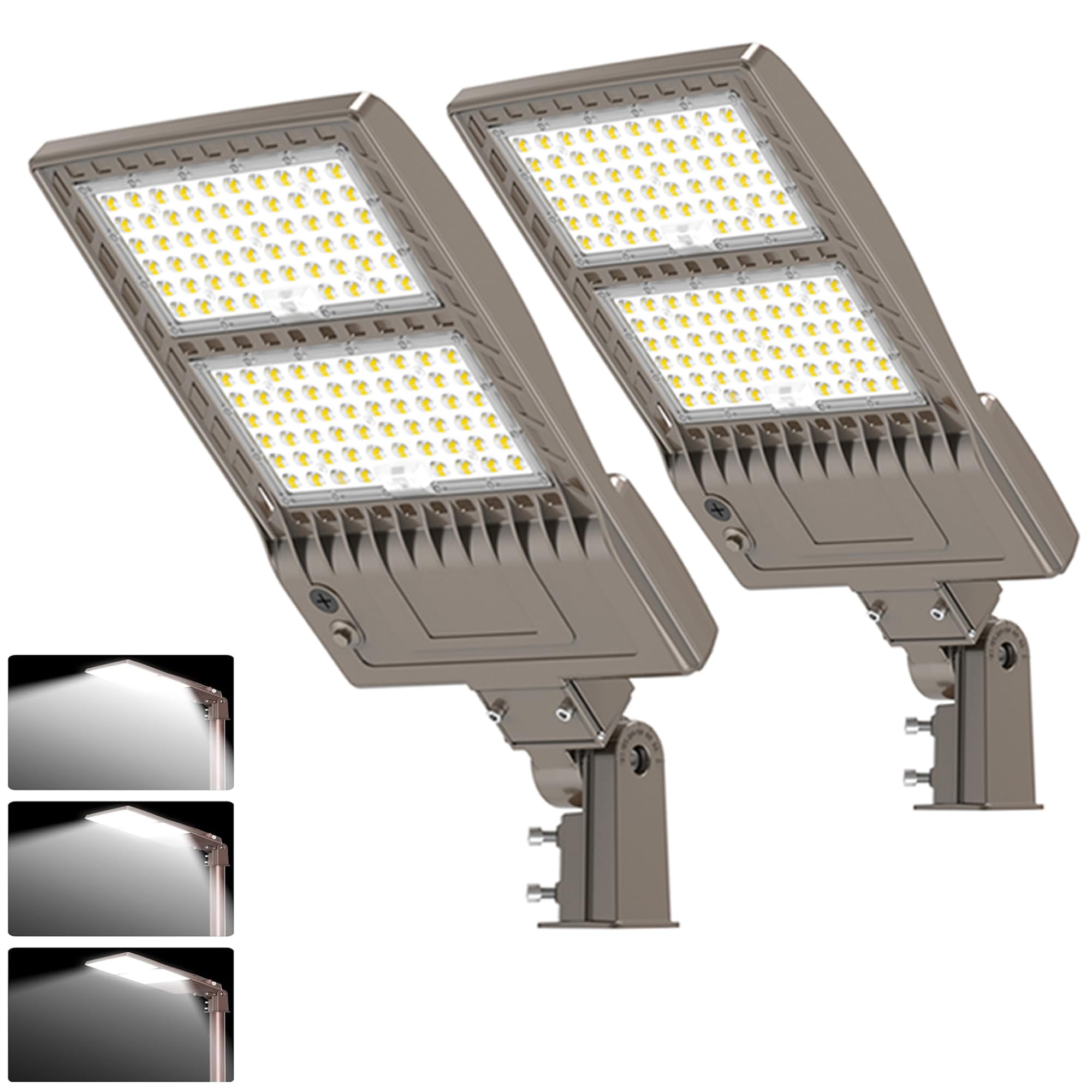 2 Pack 320W LED Parking Lot Light 48000LM UL ETL Backyard 100-277V, Commercial Light Parking Lot Slip Fitter Mount, IP65 5000K P