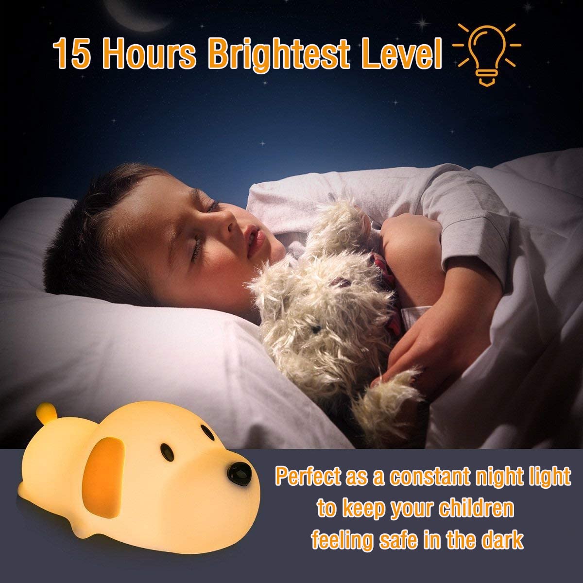 LEDHOLYT Night Light for Kids,Cute Silicone Nursery Puppy Lamp for Baby and Toddler,Animal NightLight for Boys and Girls,Squishy