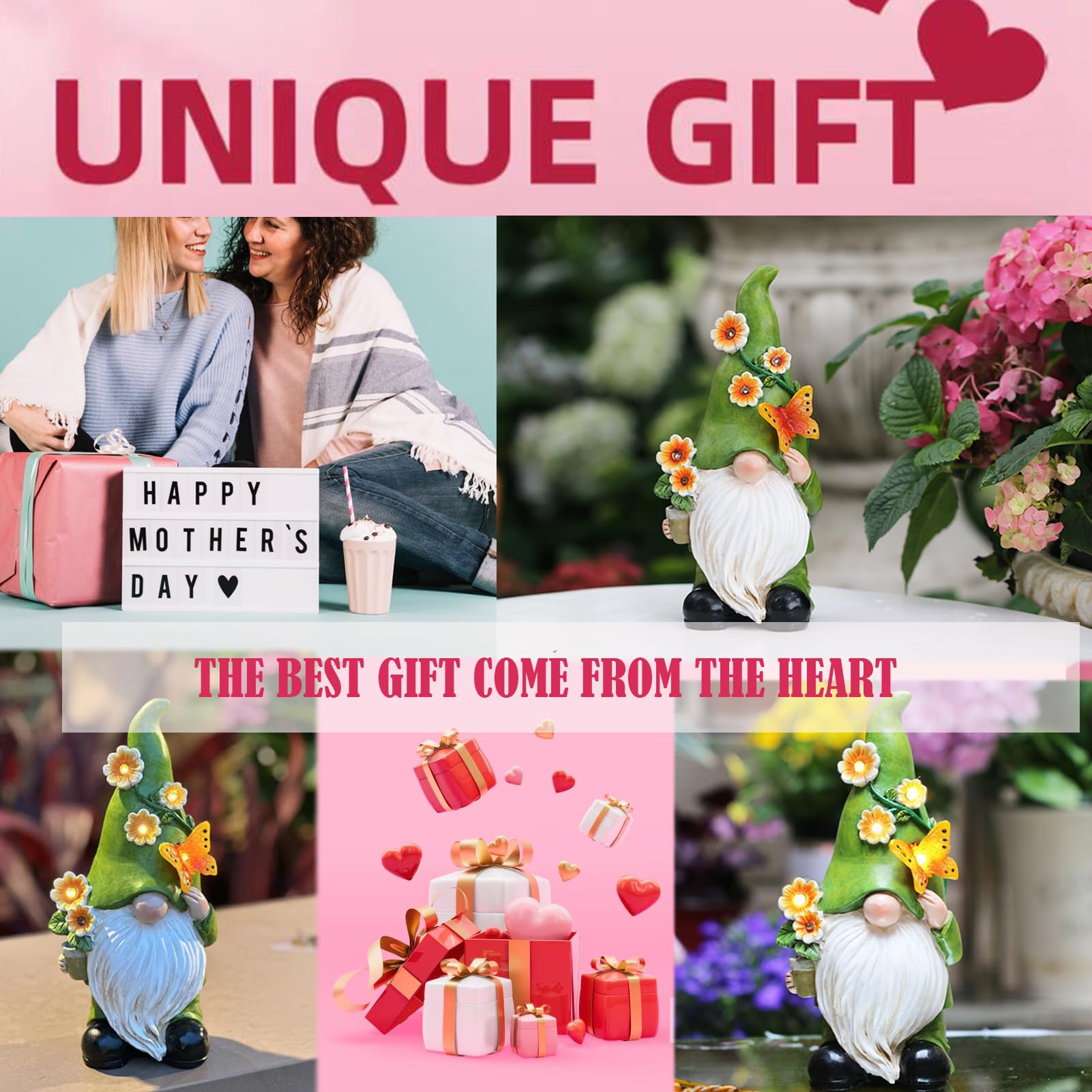 Snowrabbit Garden Gnomes Statue Outdoor Decor,10.5'' Resin Solar Garden Gnome Outdoor Statues, Funny Gnomes Gardening Gifts For