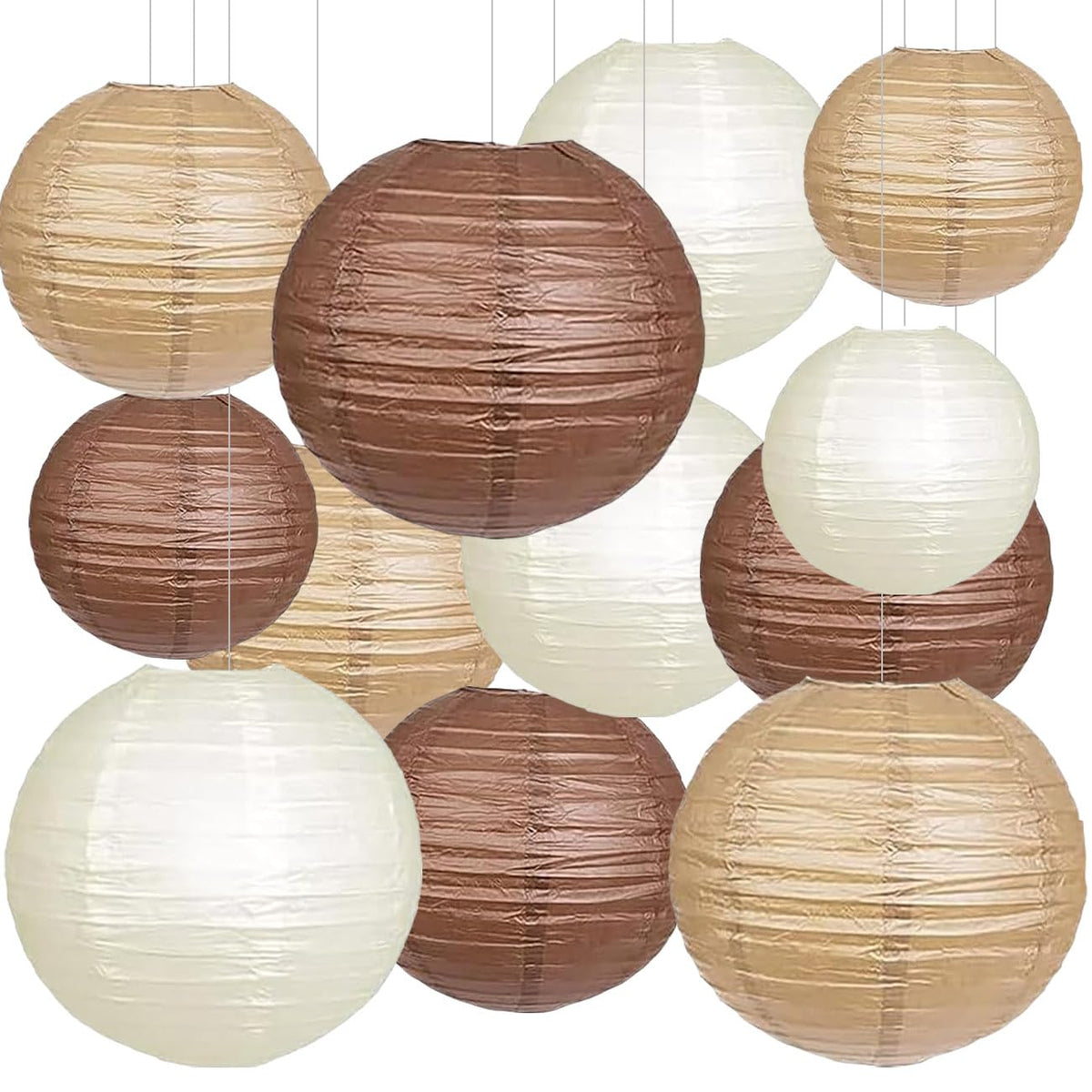 Siprkaict Boho Party Decor,Brown Hanging Paper Lanterns For Rustic Birthday Wedding Bridal Baby Shower Home Party Decoration(Bro