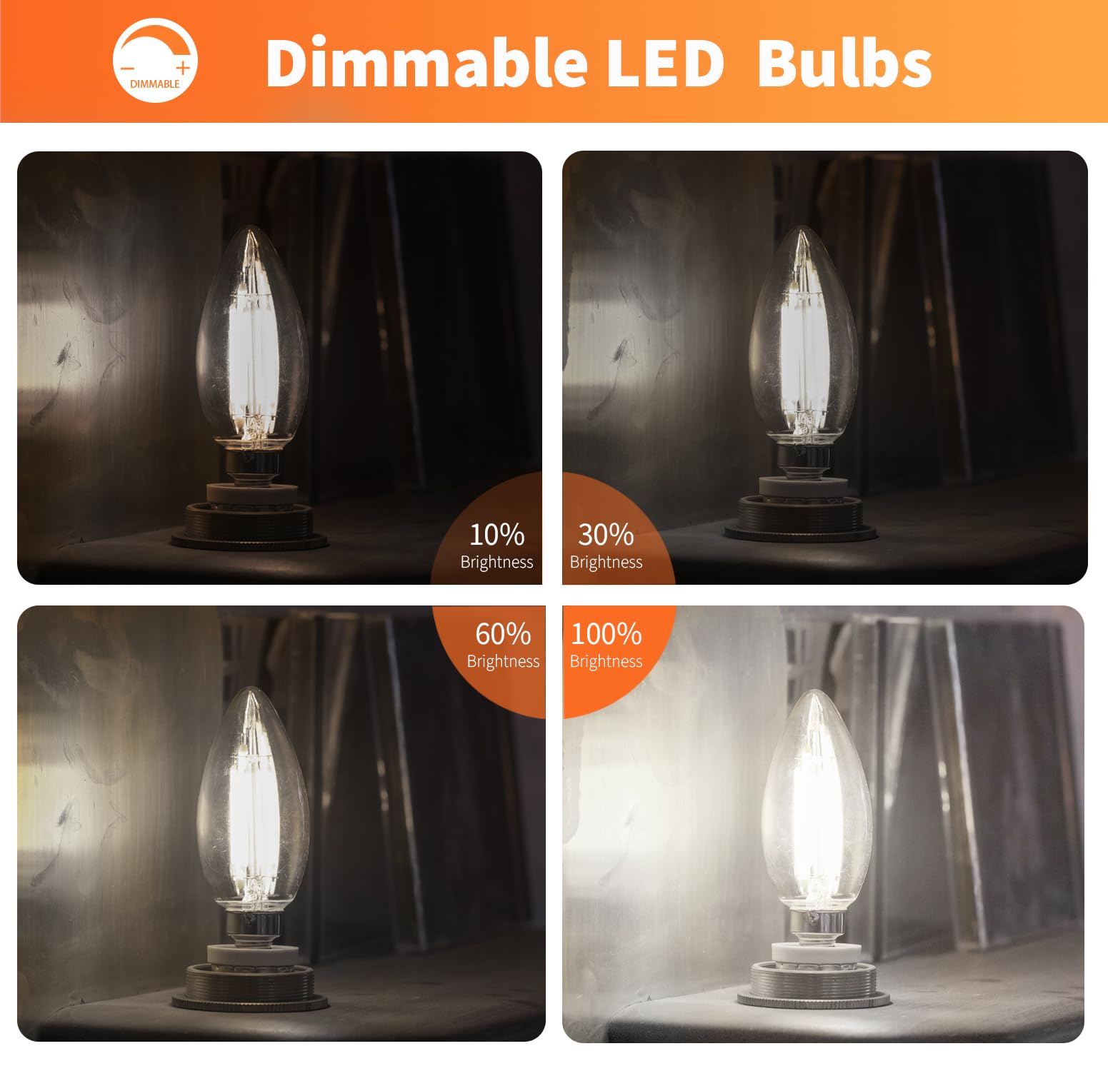 ALAMPEVER E12 LED Bulb 100W Equivalent, 800LM Dimmable, B11 5000K Daylight White, 5.5W, 12 Pack,