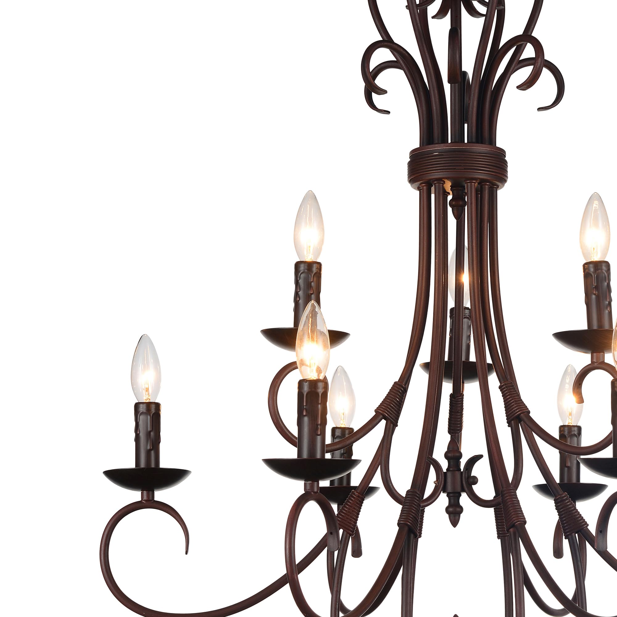 CWI Lighting Maddy 9 Light Up Farmhouse Metal Chandelier in Oil Rubbed Brown
