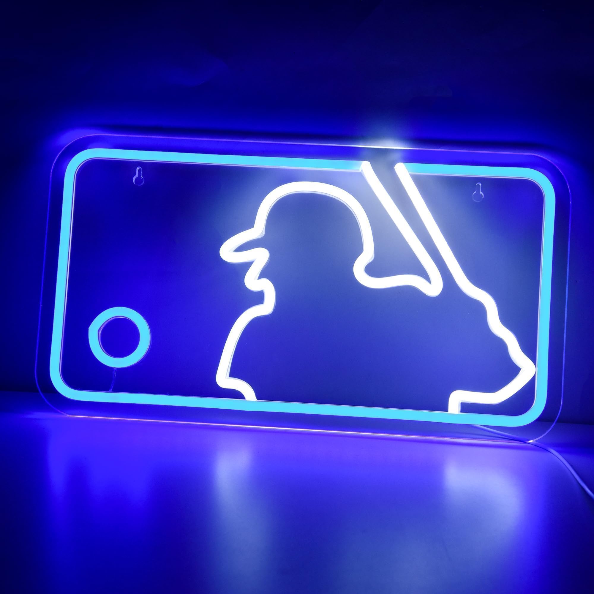 attneon Baseball Neon Sign LED Wall Decor, 16.1x8.9 inch, Acrylic, Blue
