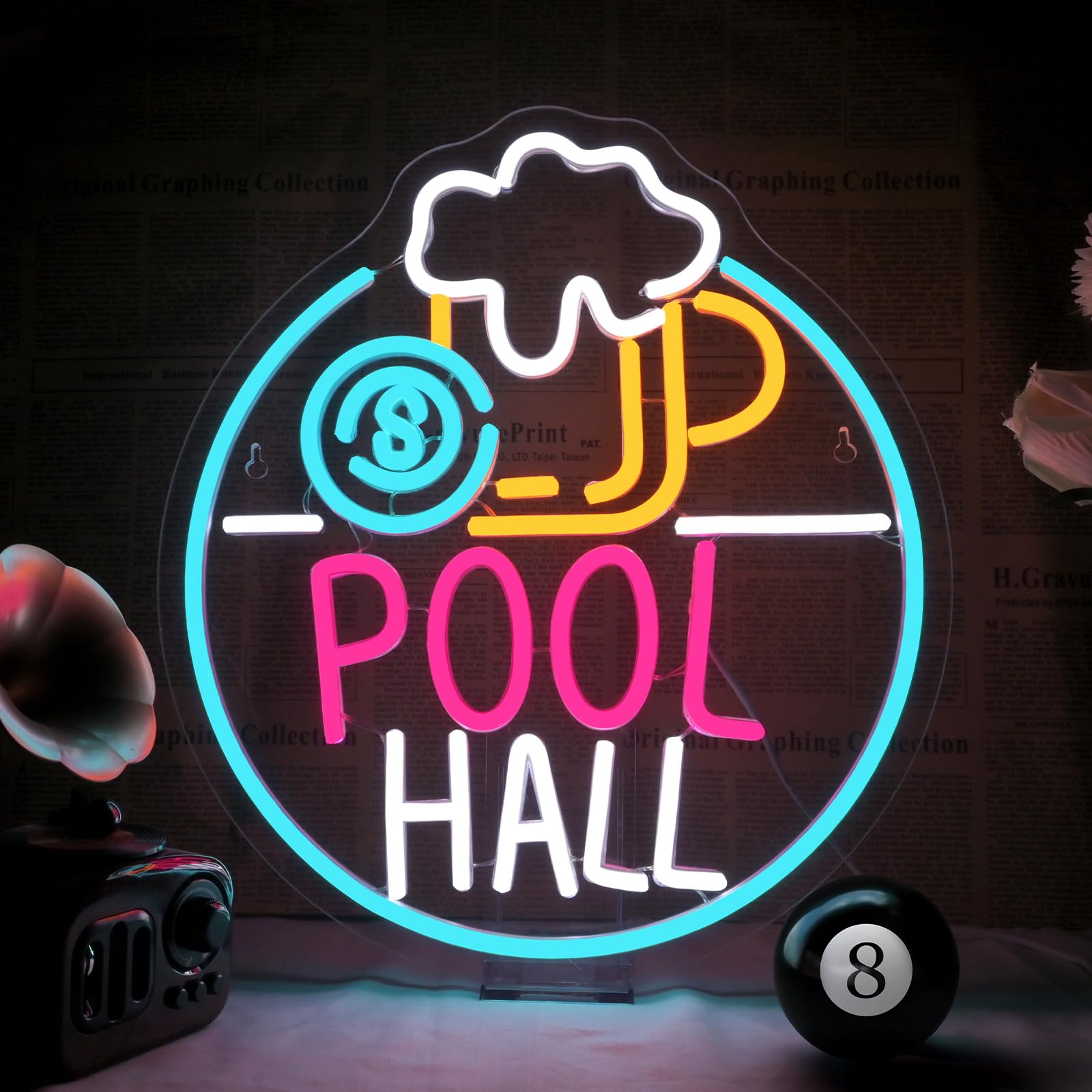 Horseneon Pool Hall malt-inspired Neon Sign Led Light Sign Wall Decor For Pool Hall  Game Rooms  Bars  Basements & Man Caves Usb Powered  Adjustable Brightness Billiards Themed Lighting