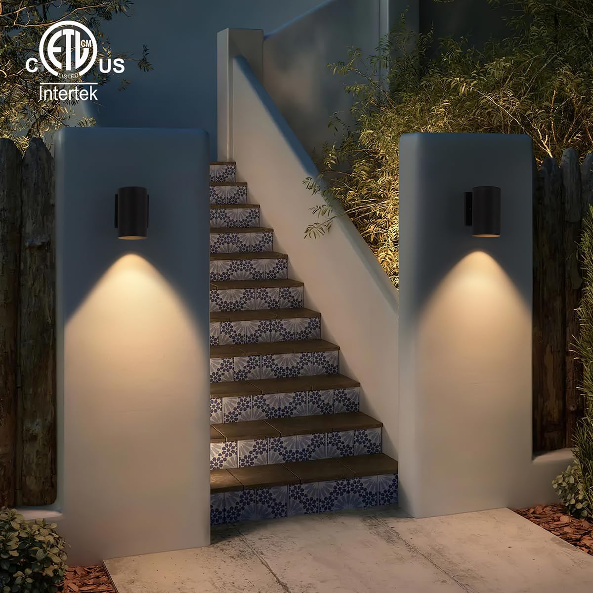Mirrea 7'' Modern Outdoor Porch Wall Light With 5W Led Gu10 Replaceable Bulbs In Matte Black Aluminum Cylinder Downlight Outside
