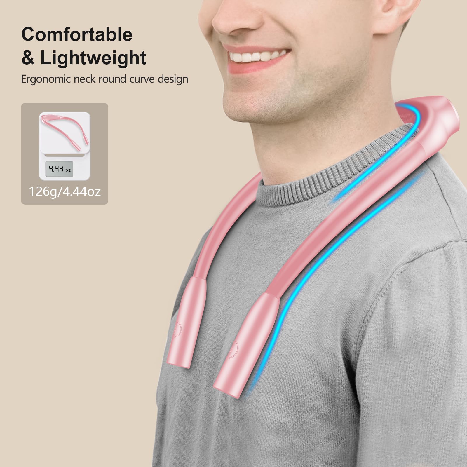 Gritin LED Neck Reading Light - Dimmable, 3 Colors, Lightweight, Pink, Model G1337, 80+ Hrs Runtime
