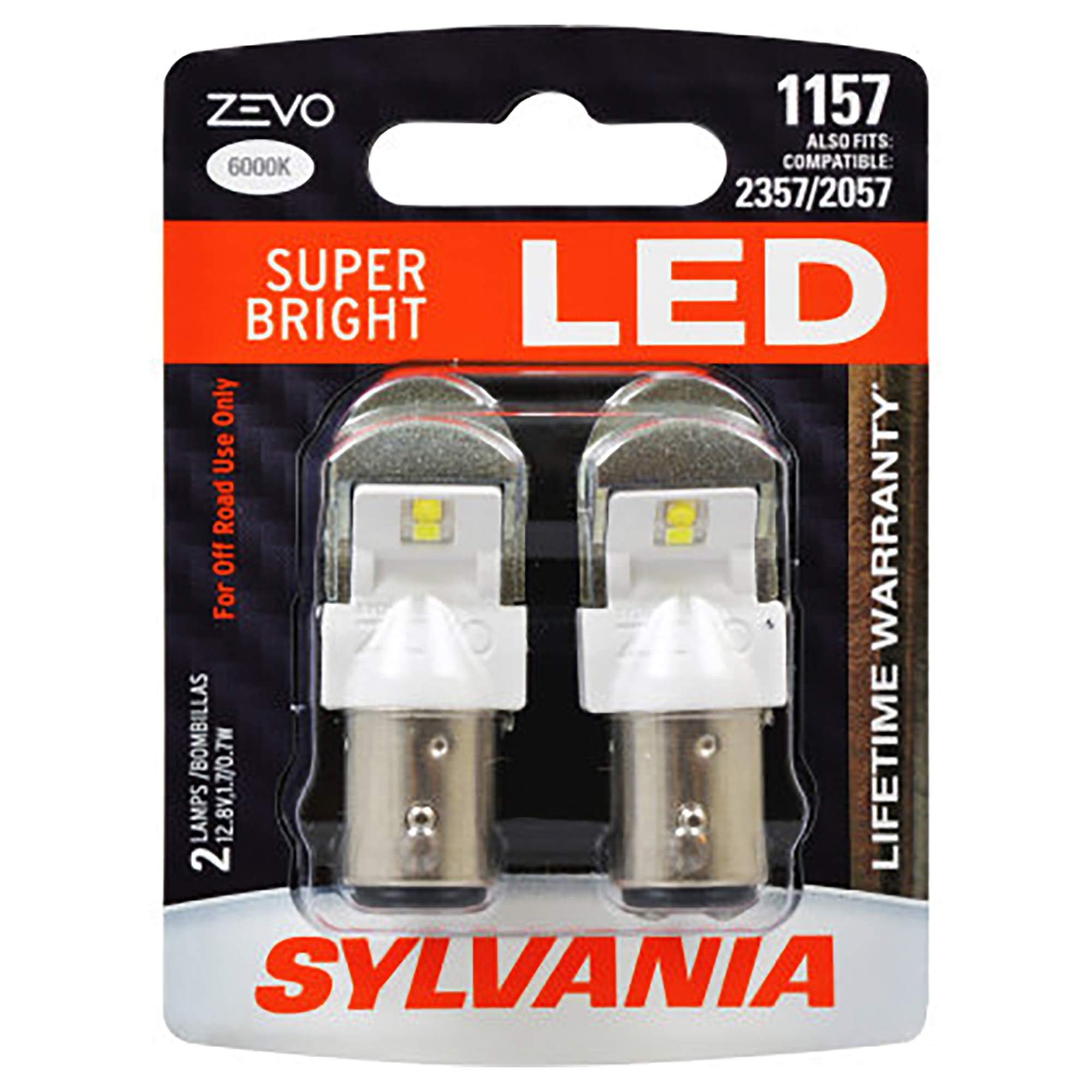 SYLVANIA 1157 ZEVO LED Bulb - White, Ideal for Daytime Running Lights & Reverse Lights, 2 Pack