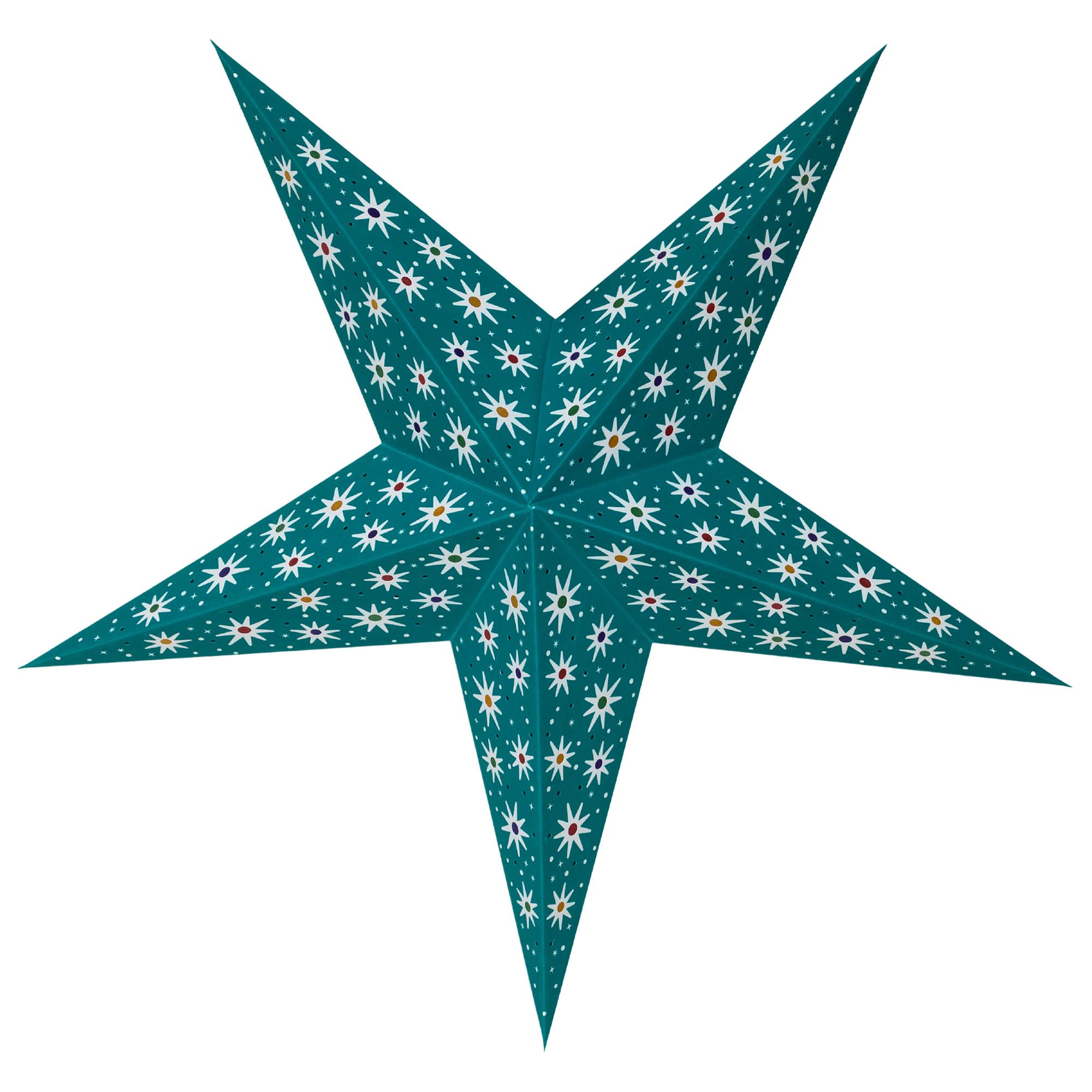 GalaxyArts Paper Star Lantern Turquoise 24 Inch 3D Starlite Handcrafted Hollow Hanging Lamp Decoration for Weddings, Parties, Ch