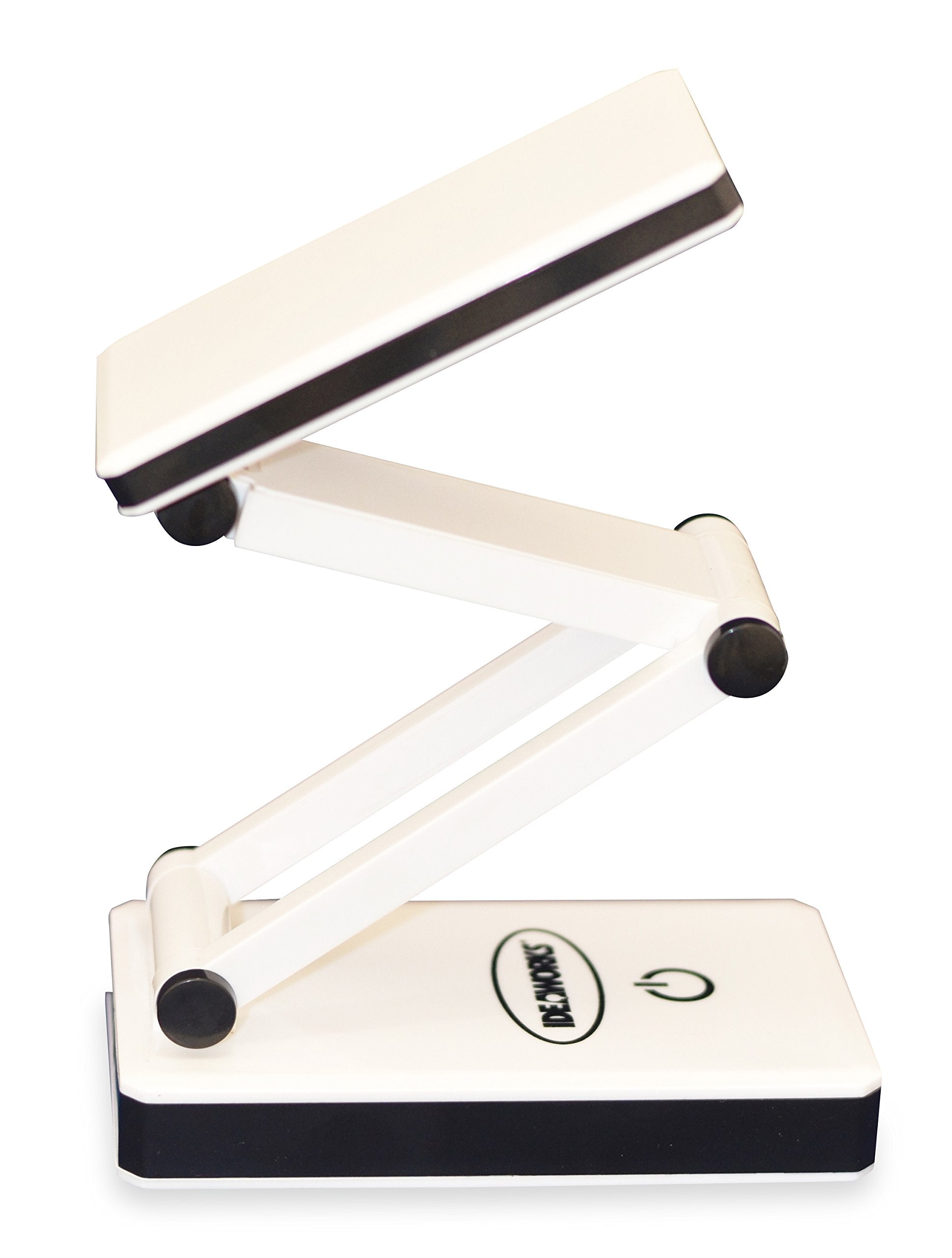 IdeaWorks LED Desk Lamp - Collapsible, Portable, White, Multi-Function, Model JB6921, Made of Acrylonitrile Butadiene Styrene