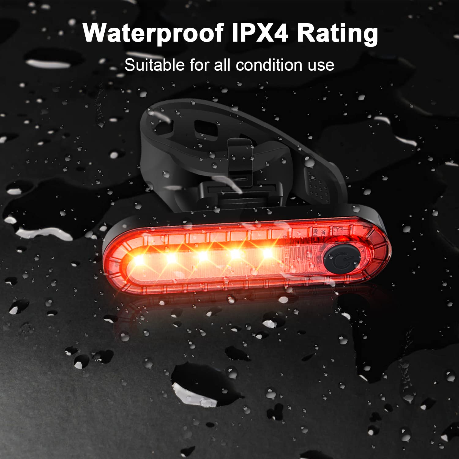 Smart Bike Tail Light Usb Rechargeable Bicycle Turn Signals With Remote Control Rear Bike Light Waterproof Safety Warning Back Lights Bike Alarm For Night Riding Mountain (Red 5Led)