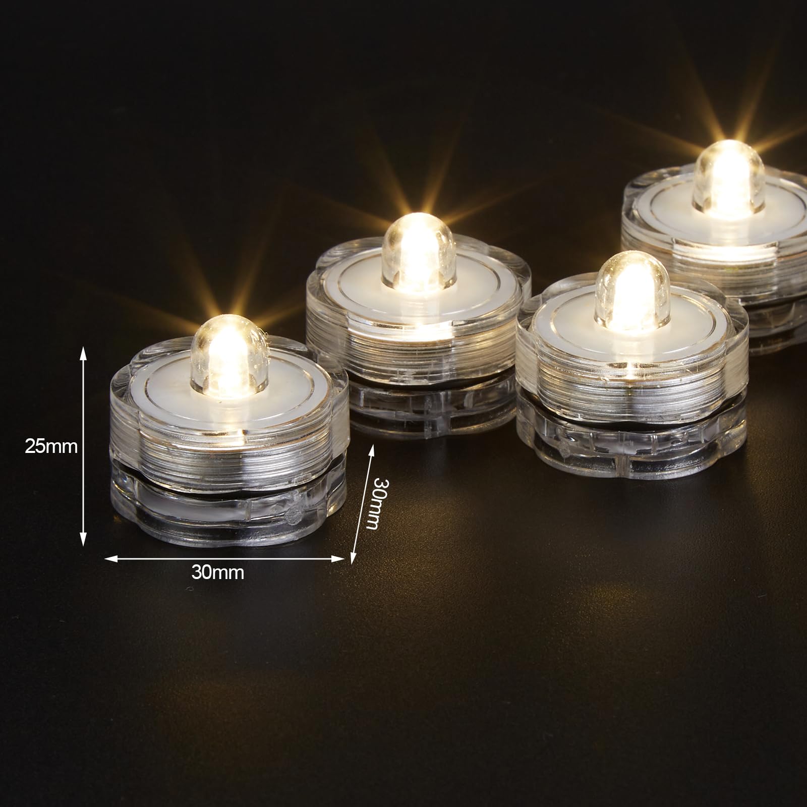Agptek 24X Led Submersible Waterproof Wedding/Party/Floral Decoration Tea Vase Battery Light Candles-Warm White
