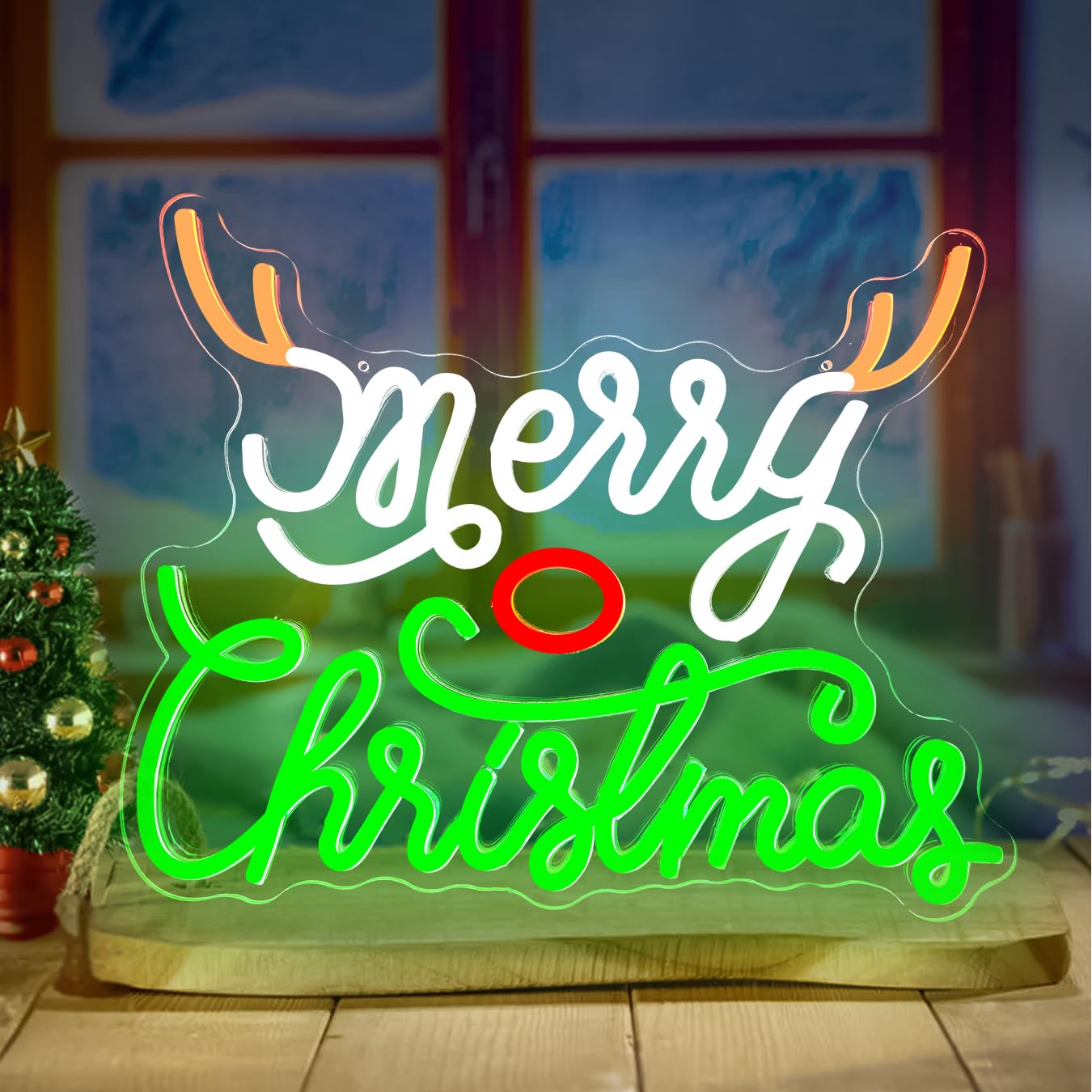 CinsYarn Neon Sign Dimmable LED Wall Mount 80 inches Acrylic Christmas Decoration Colorful