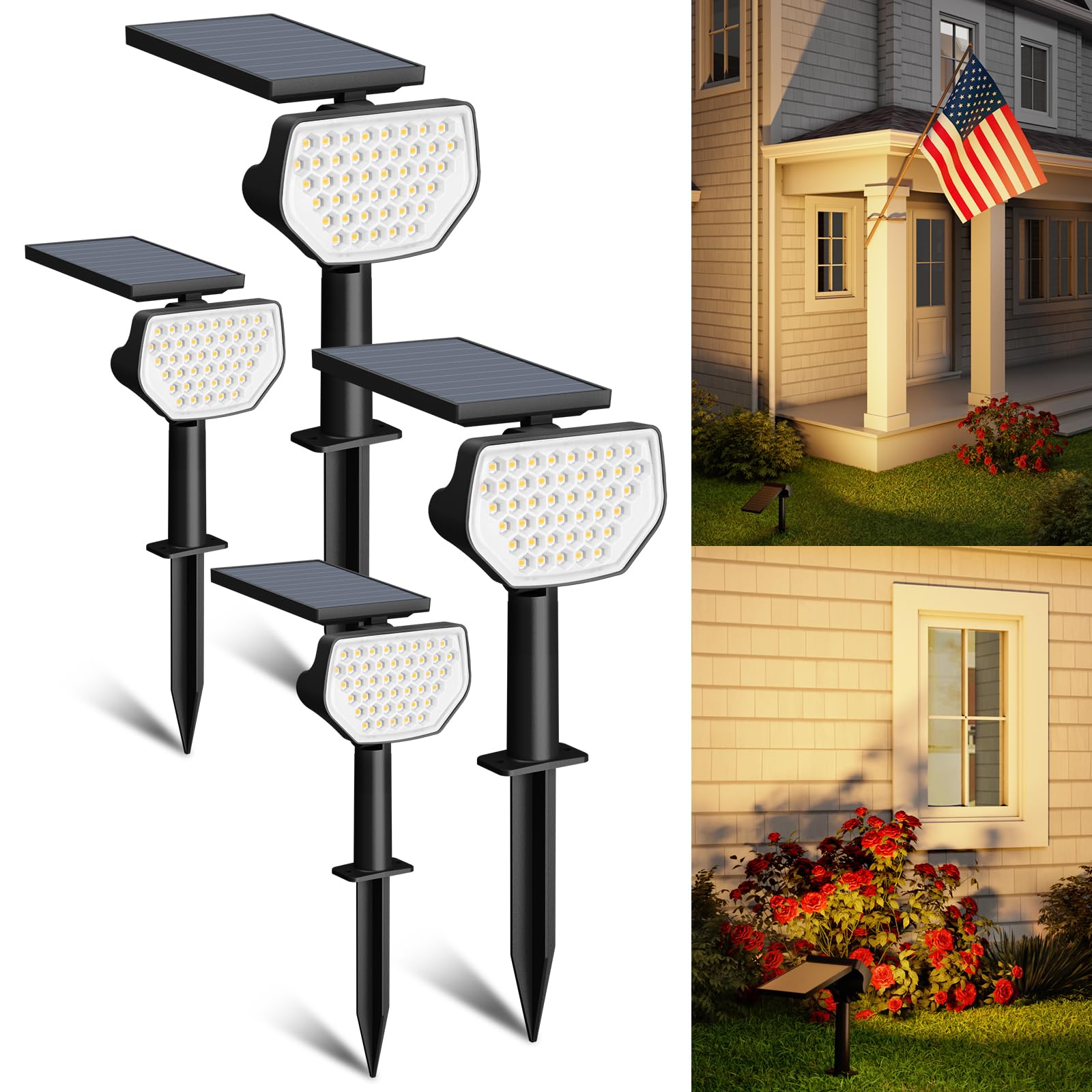 Lepro Solar Decorative Spot Lights 4 Pack, Warm White Accent Lights for Garden Ambiance, IP65 Waterproof Adjustable Landscape Li