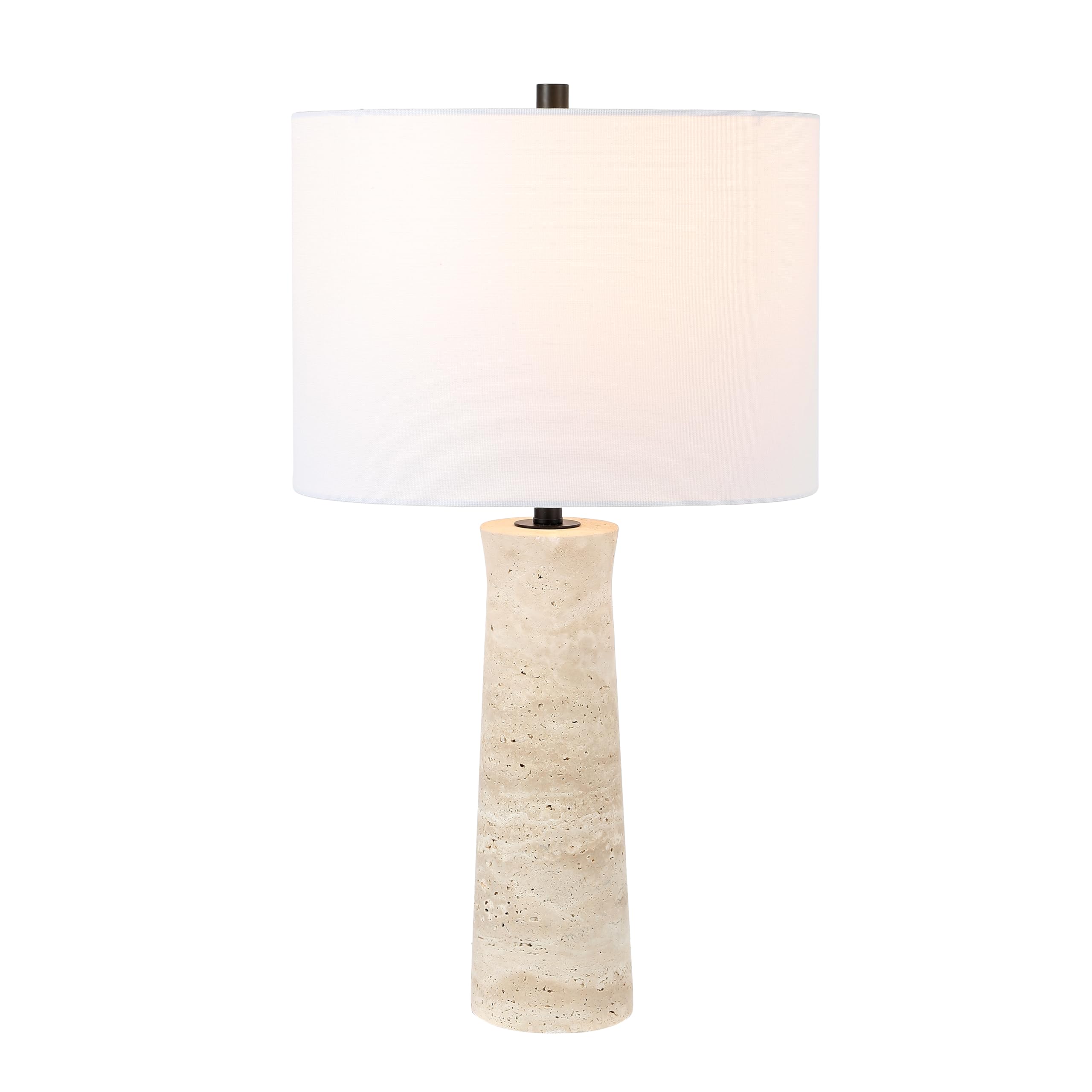 SAFAVIEH Lighting - Alana 25.2-Inch Travertine Table Lamp - Ivory - Contemporary Slim-Pillar Design - Ideal for Living Room, Bed