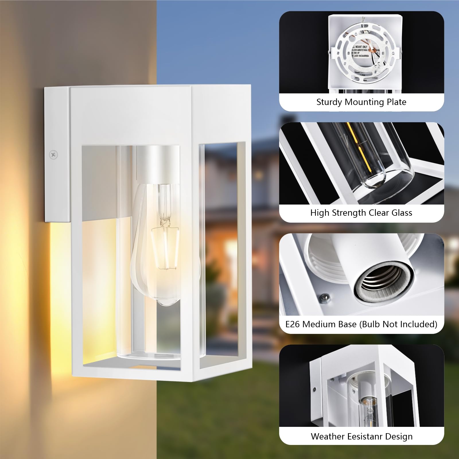 Lwsoy 2-Pack Outdoor Wall Lights, Waterproof Exterior Light Fixtures Porch Lights With E26 Socket, Outside Wall Mount Lights For House Porch Entryway Patio Garage Front