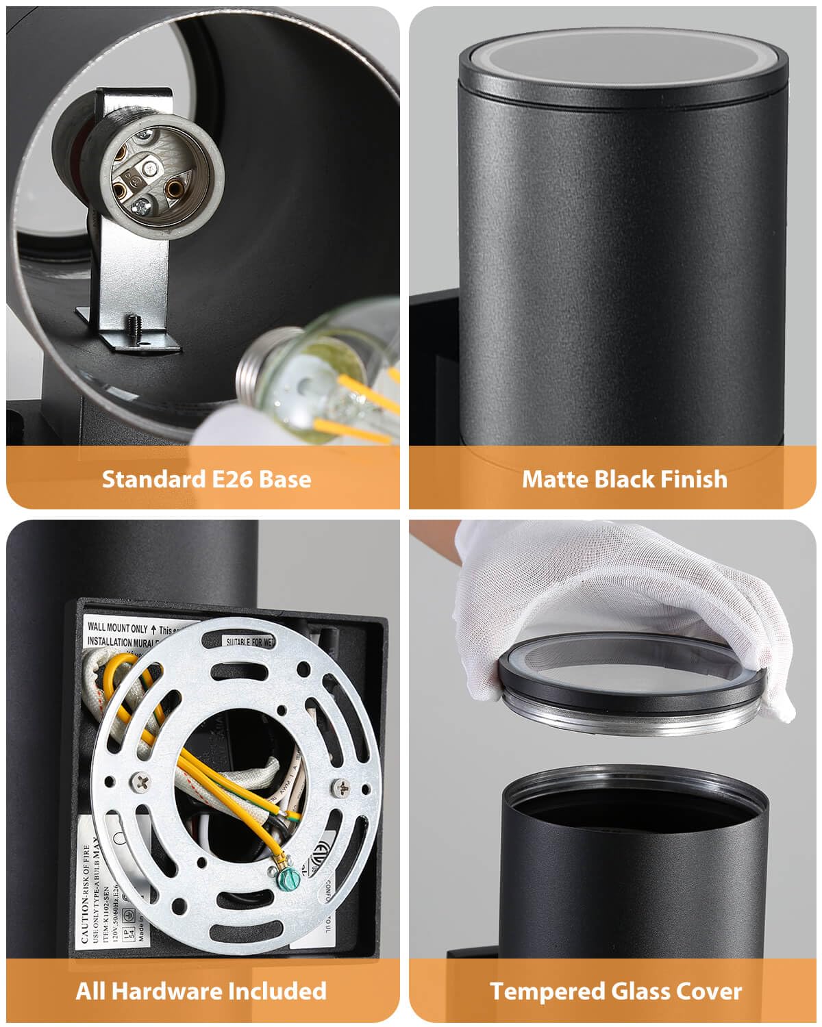 Shimr Modern Outdoor Wall Lights Dusk To Dawn  Up And Down Light With Led Bulbs Include  Cylinder Matte Black Outdoor Sconce Lights Exterior Lighting Fixtures For House Porch Garage [Etl Listed]