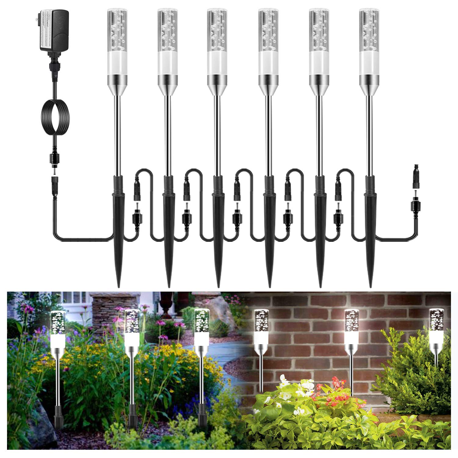 B-Right 3Pcs Extension Lights For Path Lights, Extendable Waterproof 0.8W 95 Lumens Per Light Cool White 6000K (No Adapter)