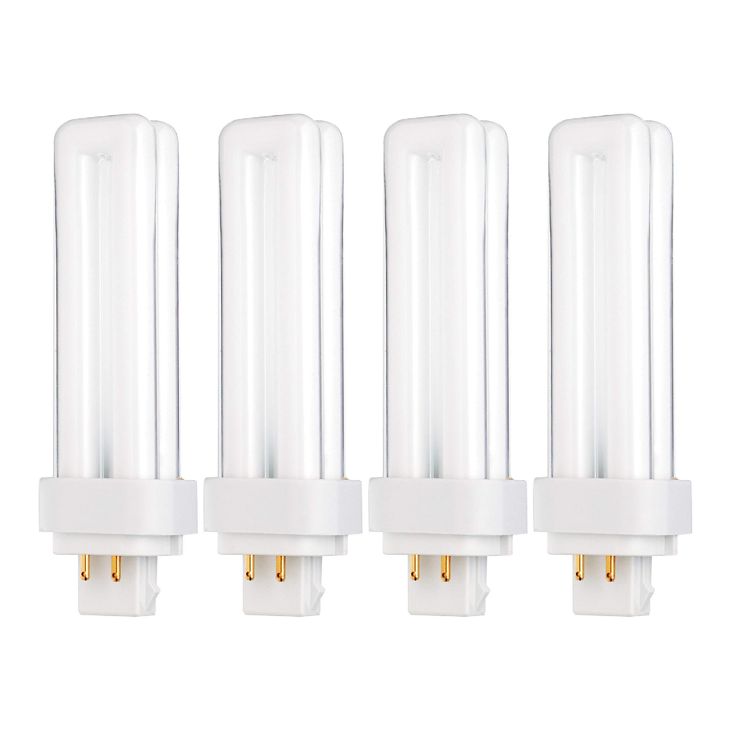 Kor (Pack Of 4) 13 Watt Double Tube - G24Q-1 (4 Pin) Base - 3500K Soft White - Cfl Light Bulb. Replaces Sylvania 20671 Cf13Dd/E/