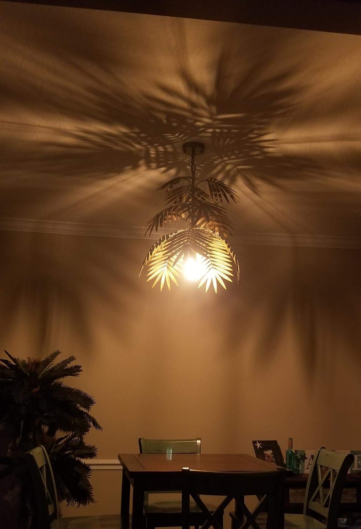 Newrays Vintage Tropical Coconut Leaves Chandelier, Metal, Rustic Design, Model Yzs1, Perfect For Living Room, Dining Room, Or Kitchen