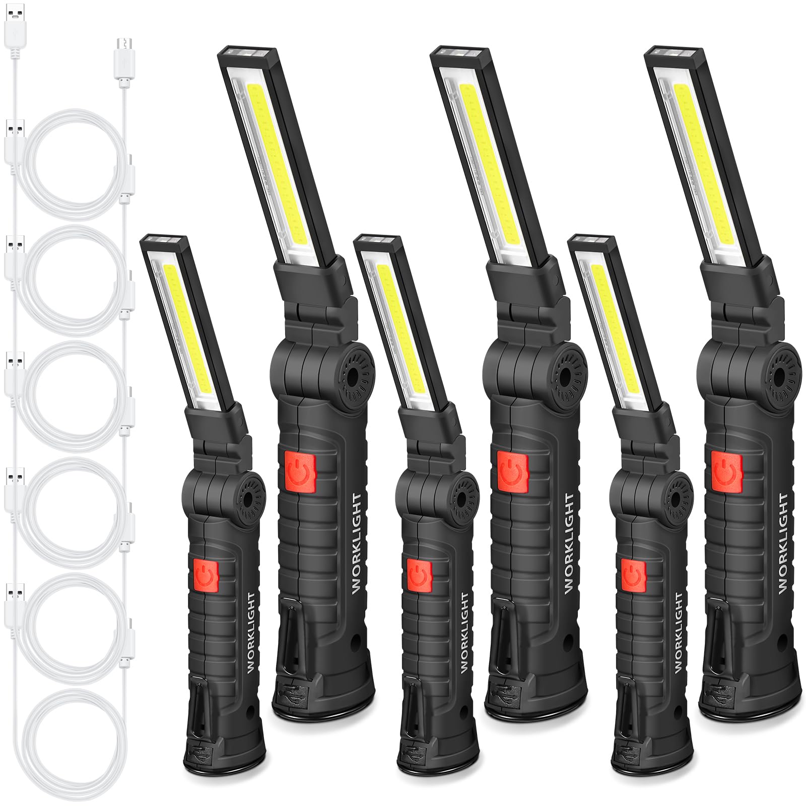 Tuanse 6 Pcs Fathers Day Tool Gifts Rechargeable LED Work Light with Magnetic Base and 360 Rotate Magnetic Flashlights for Mecha
