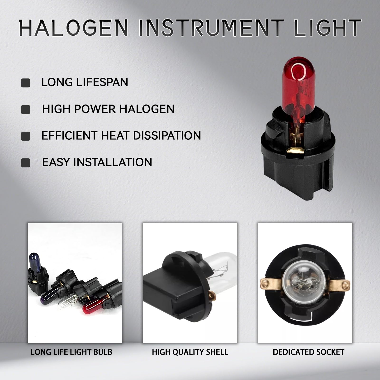 Qqwd 20Pcs T5 17 57 86 Halogen Instrument Cluster Bulbs Kits  12V Dash Light For Car Interior  Automotive Replacement Gauge Cluster Panel Bulb With T5 Sockets  Universal Lighting Accessories(Red