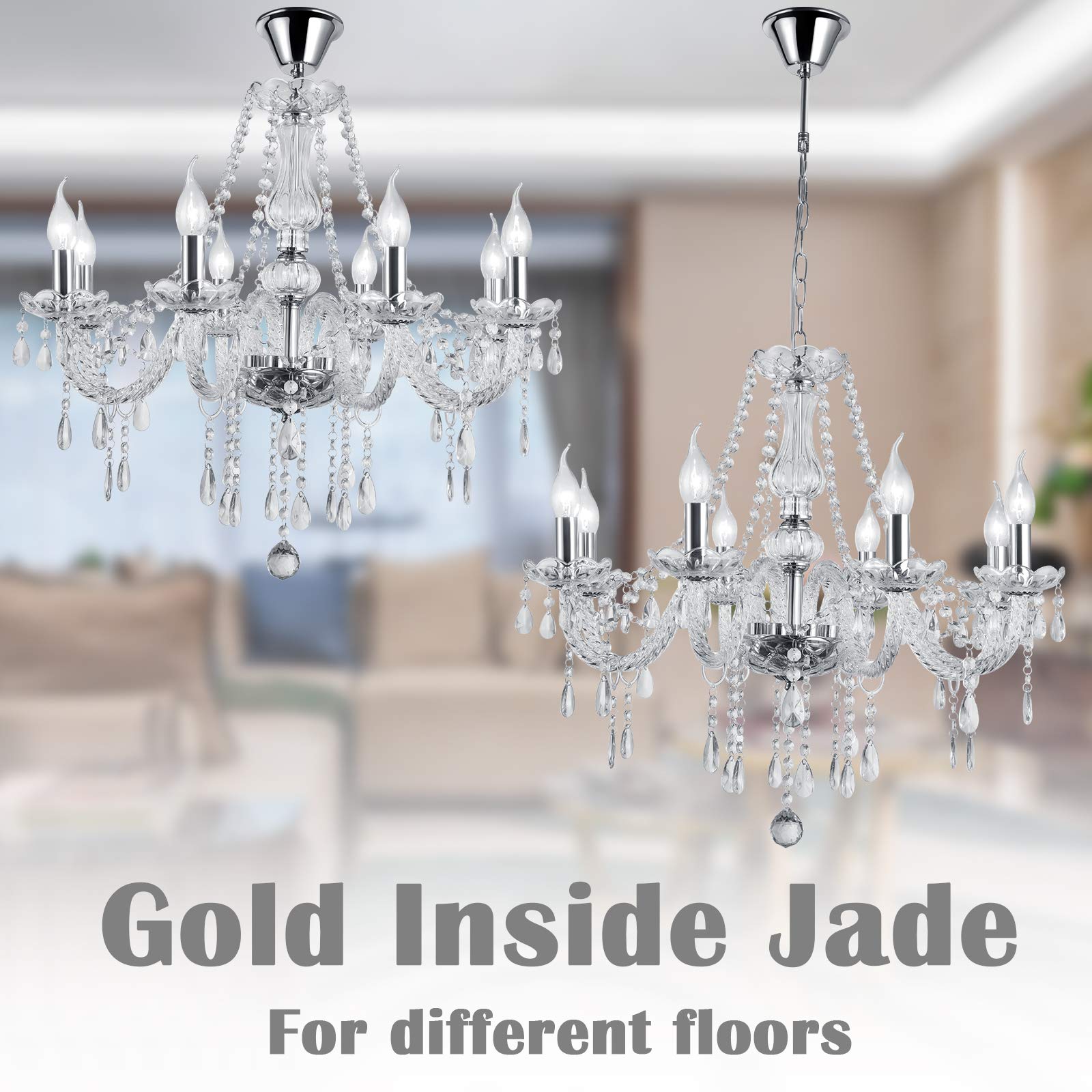 Panghuhu88 Crystal Candle Chandeliers Lighting Modern 8 Lights Pendant Ceiling Fixture Lamp For Dining Living Room Bedroom Hallw