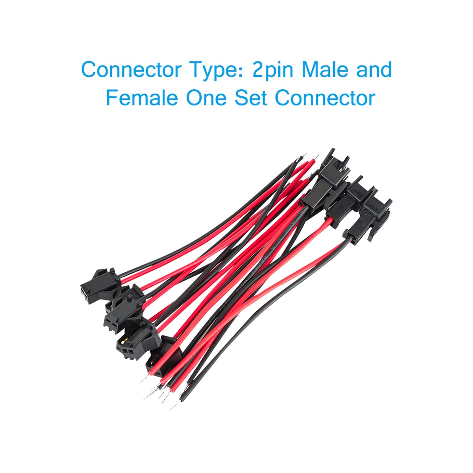 Jst Sm Connector 40 Pack, Vandesail Sm 2Pin Jack Plug Male To Female Wire Connector Adapter Electrical Cable For Led Light Strip 20 Pairs 10Cm (Jst Sm 2 Pin Connector)
