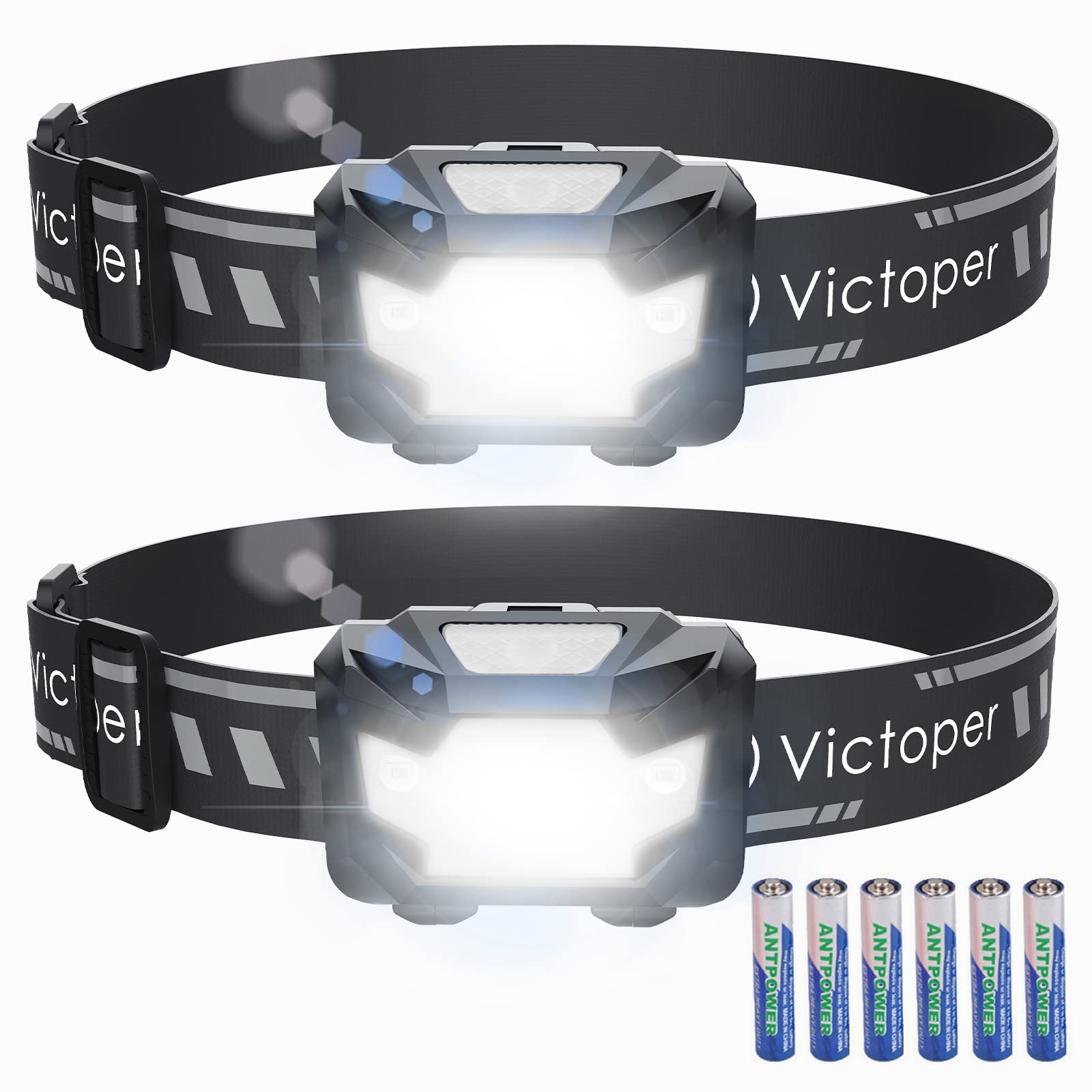 Victoper 2 Pack LED Headlamp, 1100 Lumen Bright Light Head Lamp with 4 Mode, IPX5 Waterproof Head Light with Red Light for Runni