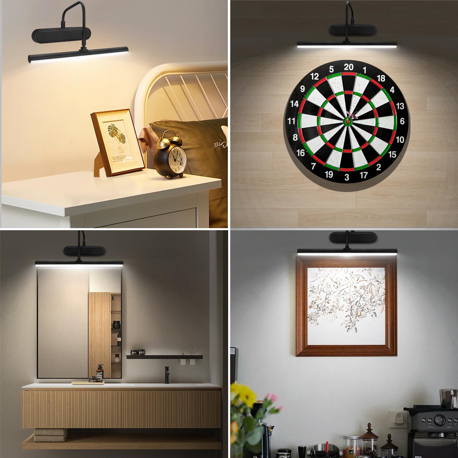 RAIFOOLLY Picture Light, Wireless Wall Lighting, Remote Control, Dimmable, 12inch, Black, Model RF00300