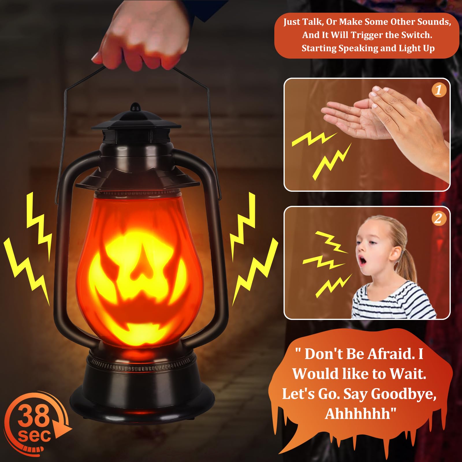 Turnmeon Halloween Talking Jack-O'-Lantern - Light Up Pumpkin Lantern For Outdoor Decor