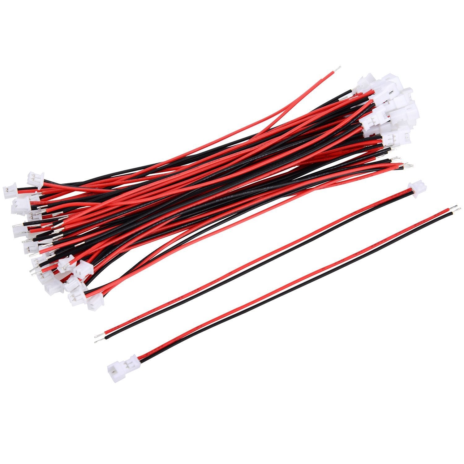 EBOOT JST 2 Pin Micro Connector Plugs - 20 Pairs, 1.25mm, Black, 10cm Wire, Plastic, Model 10099220