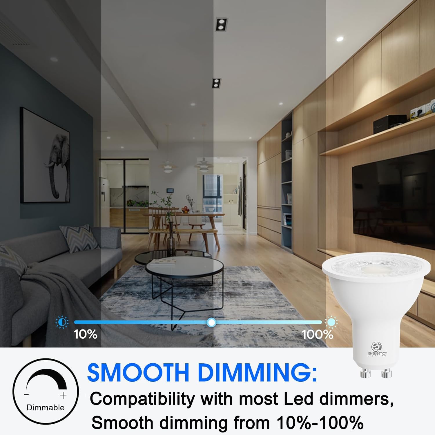 Ivyemons Gu10 Led Dimmable Bulb 5000K Daylight White Flicker-Free, Gu10 Bulb Led 7W 500Lm High Output, Equivalent 50W Traditiona