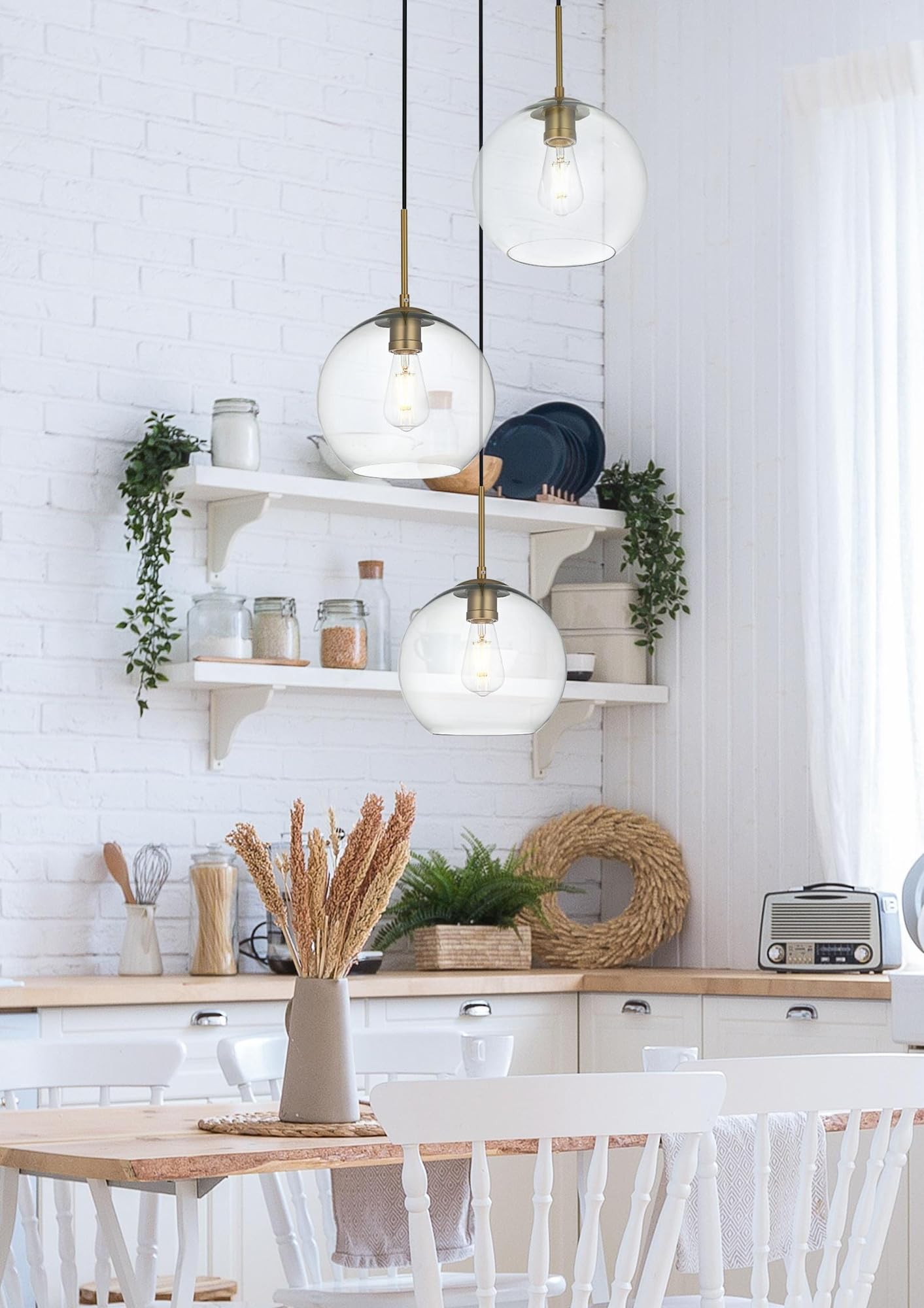 Living District Baxter 3 Lights Chrome Pendant with Clear Glass