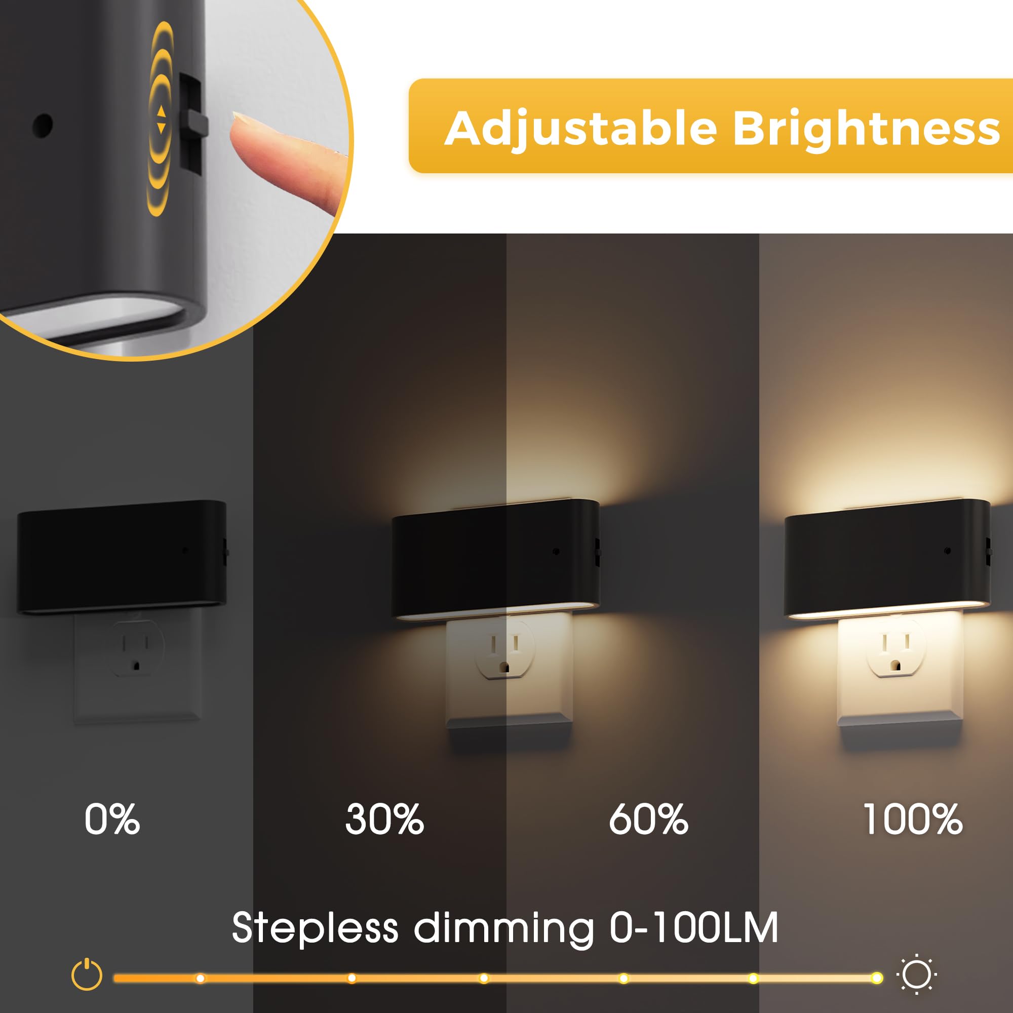 L Lohas Led Night Light, 2 Pack Dimmable Modern Led Night Lights Plug Into Wall,Dusk To Dawn Sensor Night Lights For Kid, 0-100L
