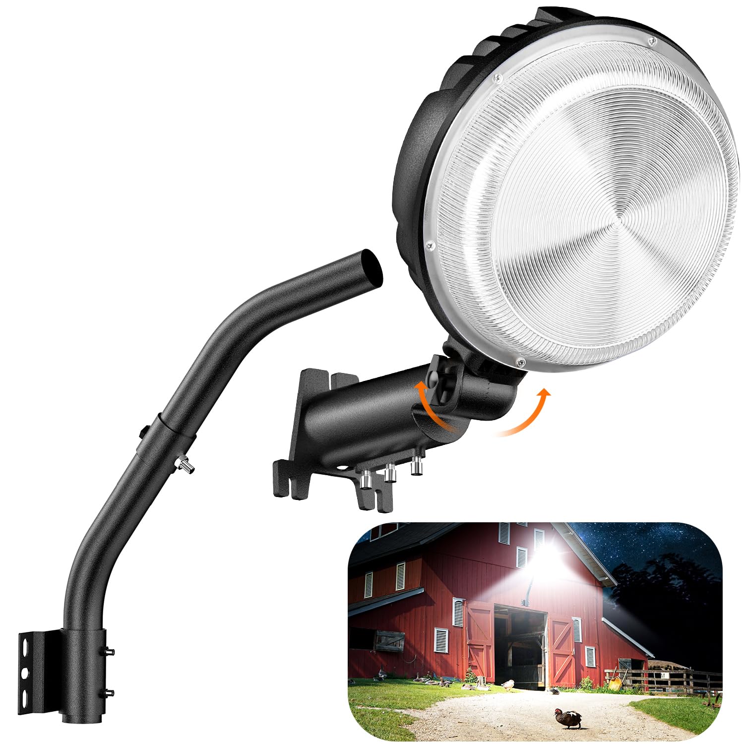 24000LM LED Barn Light, 150W Dusk to Dawn Outdoor Lighting, IP66 Waterproof Yard Light with Photocell, 150 Adjustable Outside Se