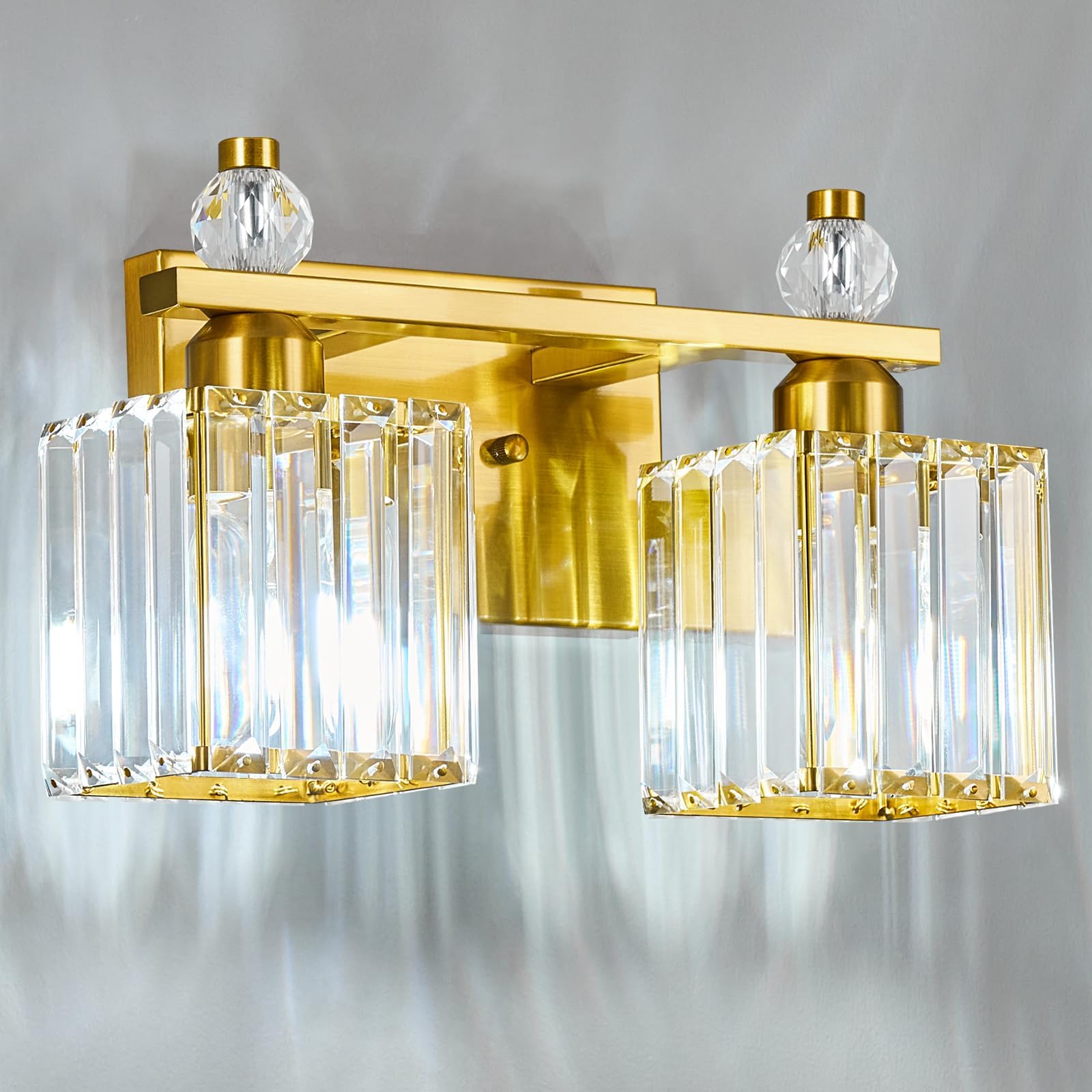 Fdpby 6-Light Modern Crystal Vanity Light - Gold Metal Bathroom Fixture, Model 290