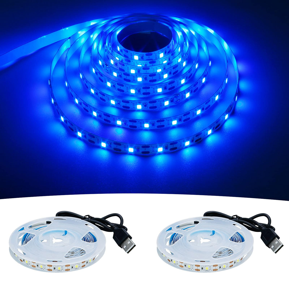 Kxzm 5V Usb Blue 460-465Nm Led Strip Light Usb Powered 13.12Ft/4M 240Leds Flexible Smd2835 High Brightness No-Waterproof Ip33 Le