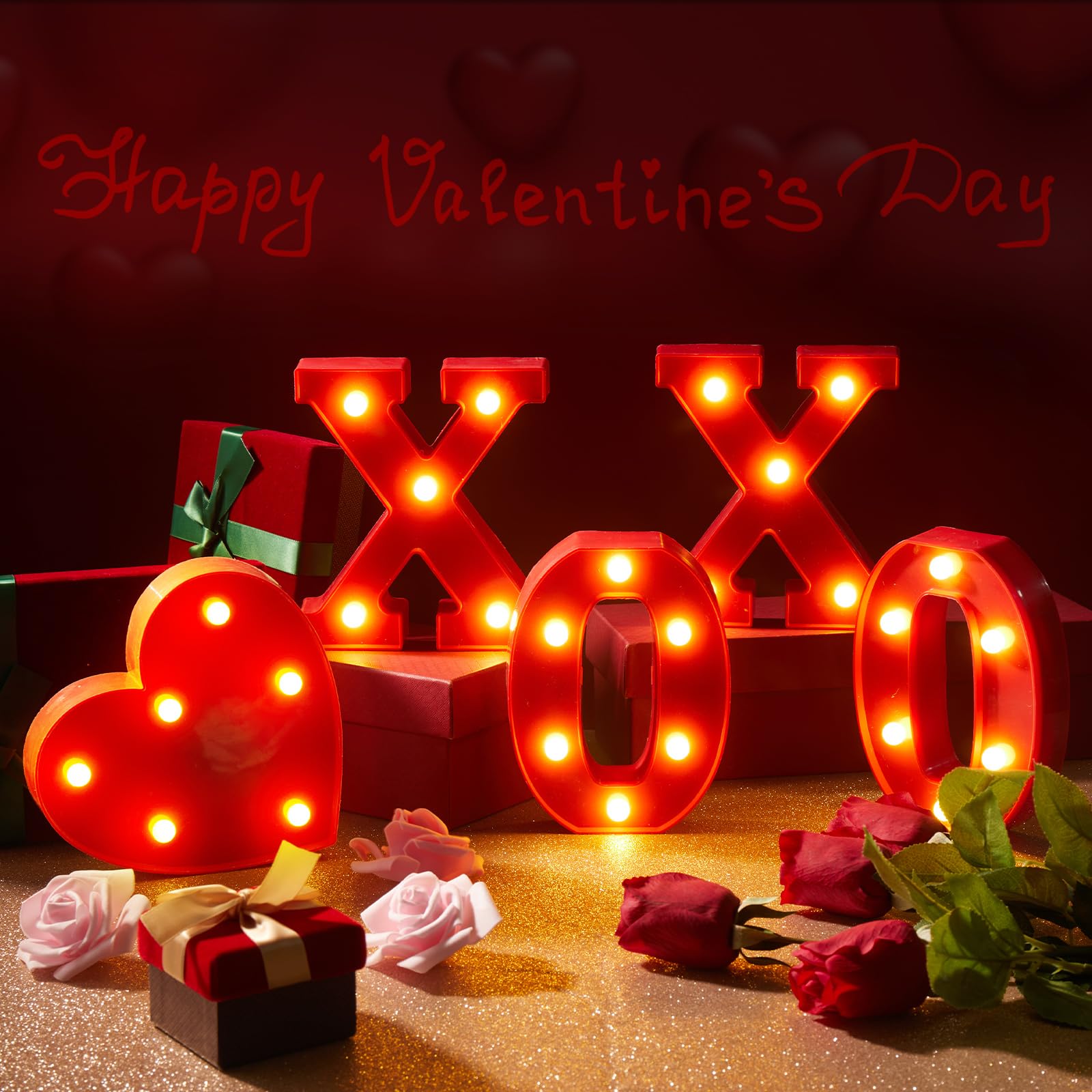VIHOSE Valentine's Day LED Letter Lights Sign Table Decoration Light up Letters Battery Powered for Home Bars Party Bedroom Tabletop Decoration Valentine's Gift